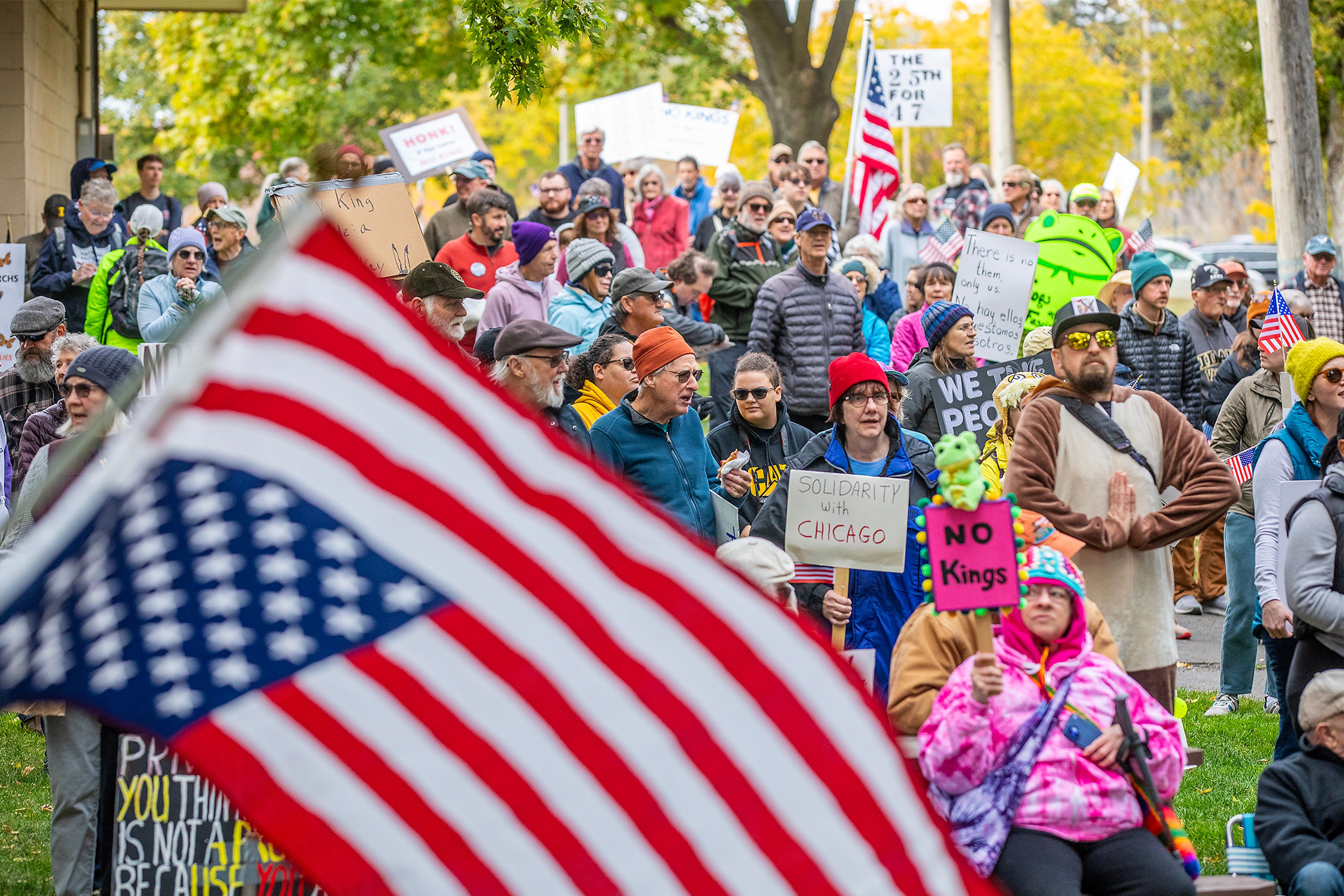 Hundreds turn out for ‘No Kings’ rallies in Moscow, Pullman, Clarkston, Grangeville 