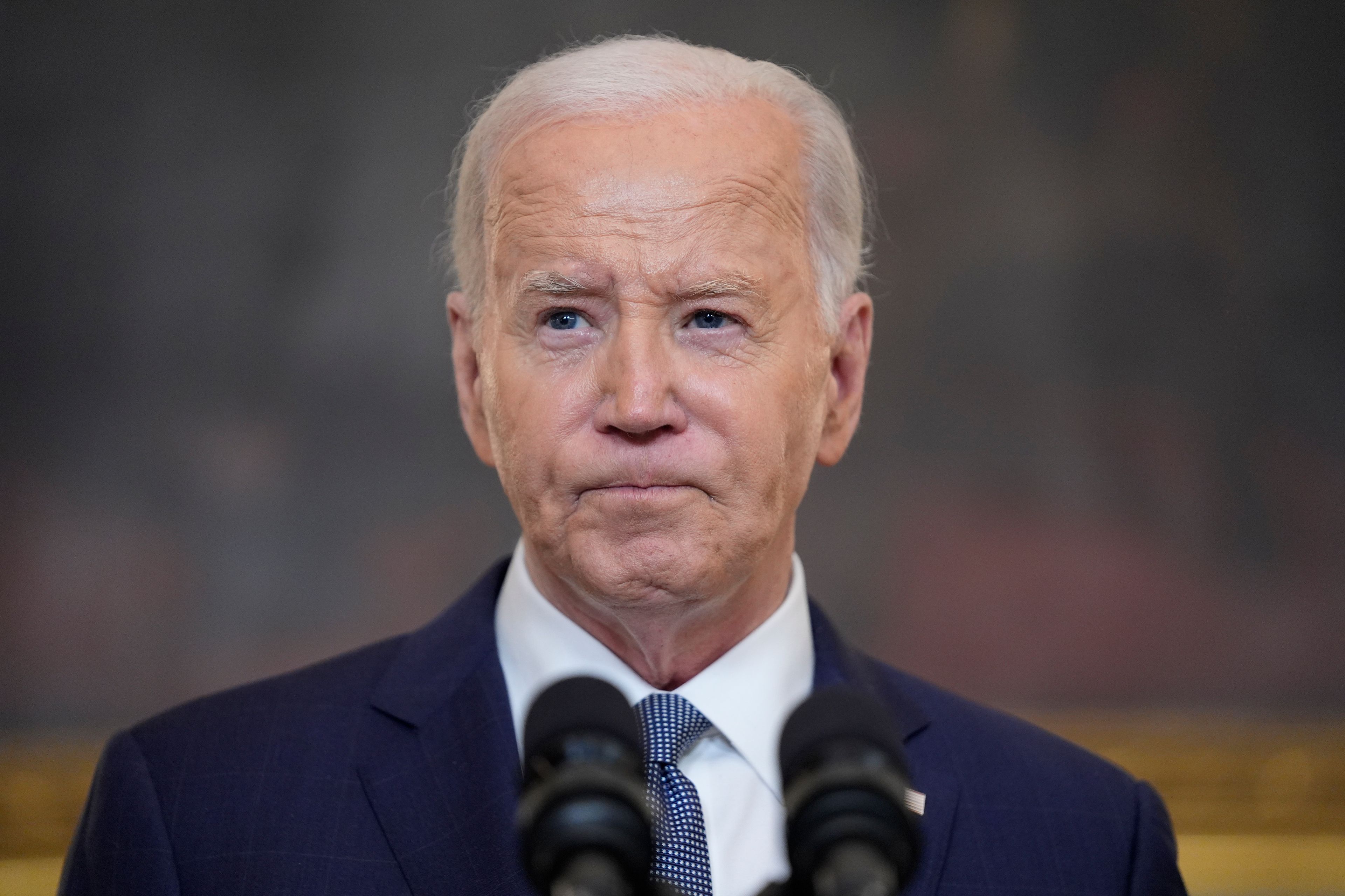 President Joe Biden delivers remarks on the verdict in former President Donald Trump's hush money trial and on the Middle East, from the State Dining Room of the White House, Friday, May 31, 2024, in Washington. (AP Photo/Evan Vucci)