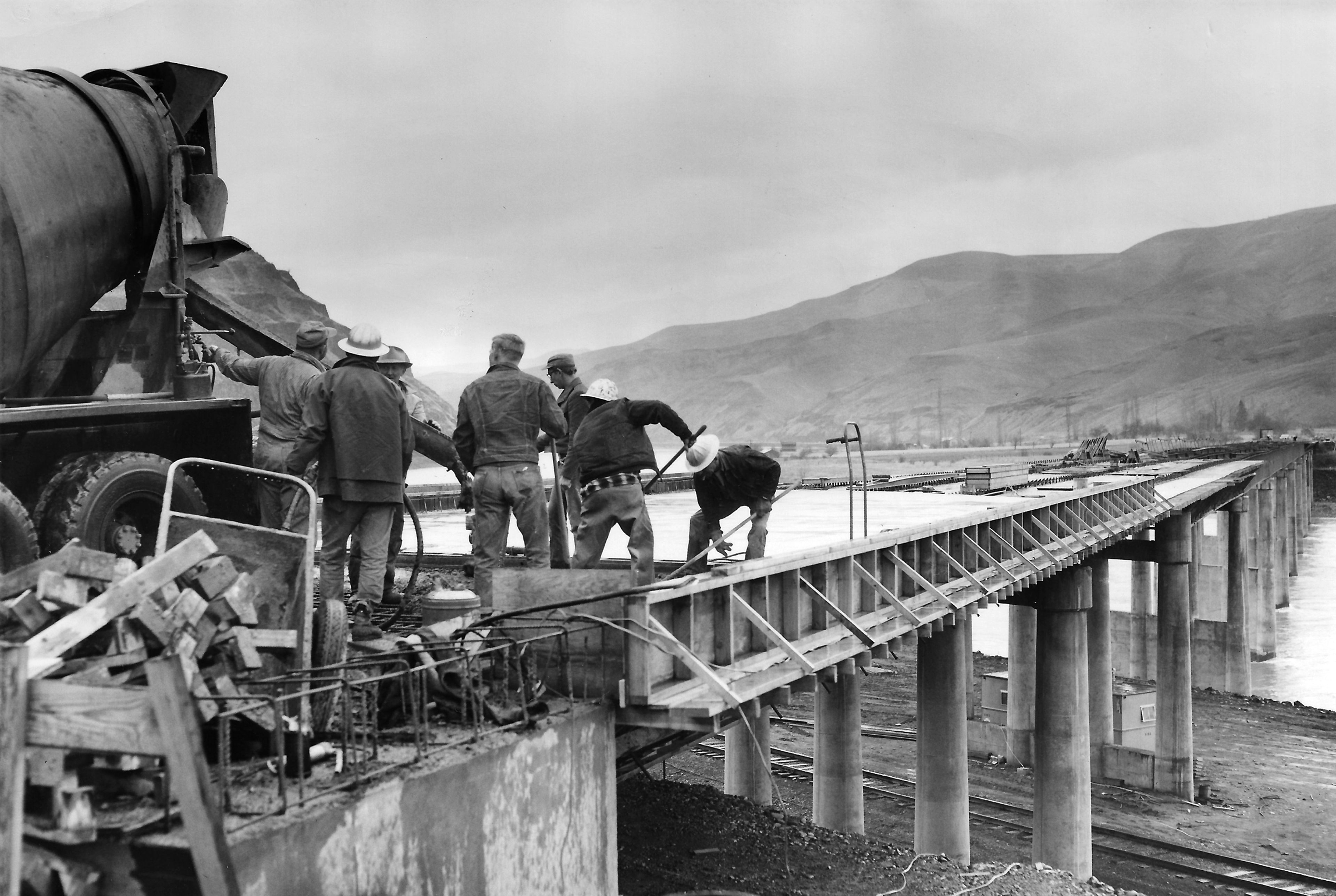 A crew works pouring concrete for the first span on the south approach to the new U.S. Highway 95 Spalding Bridge in this photo published in the March 27, 1962, Lewiston Tribune. The first 50 yards were poured, according to the accompanying story, before rain started falling steadily enough to interfere: "Lewiston Pre-Mix Concrete, Inc., trucks slogged through muddy roads on the south shore of the Clearwater River to dump 50 yards on the span leading to the overpass of the Camas Prairie Railroad tracks." Readers who would like to share their historical photos (20 years or older) from throughout the region may do so by emailing them to blasts@lmtribune.com or submitting them to: Blast from the Past, P.O. Box 957, Lewiston, ID 83501. Questions? Call Jeanne M. DePaul at (208) 848-2221.