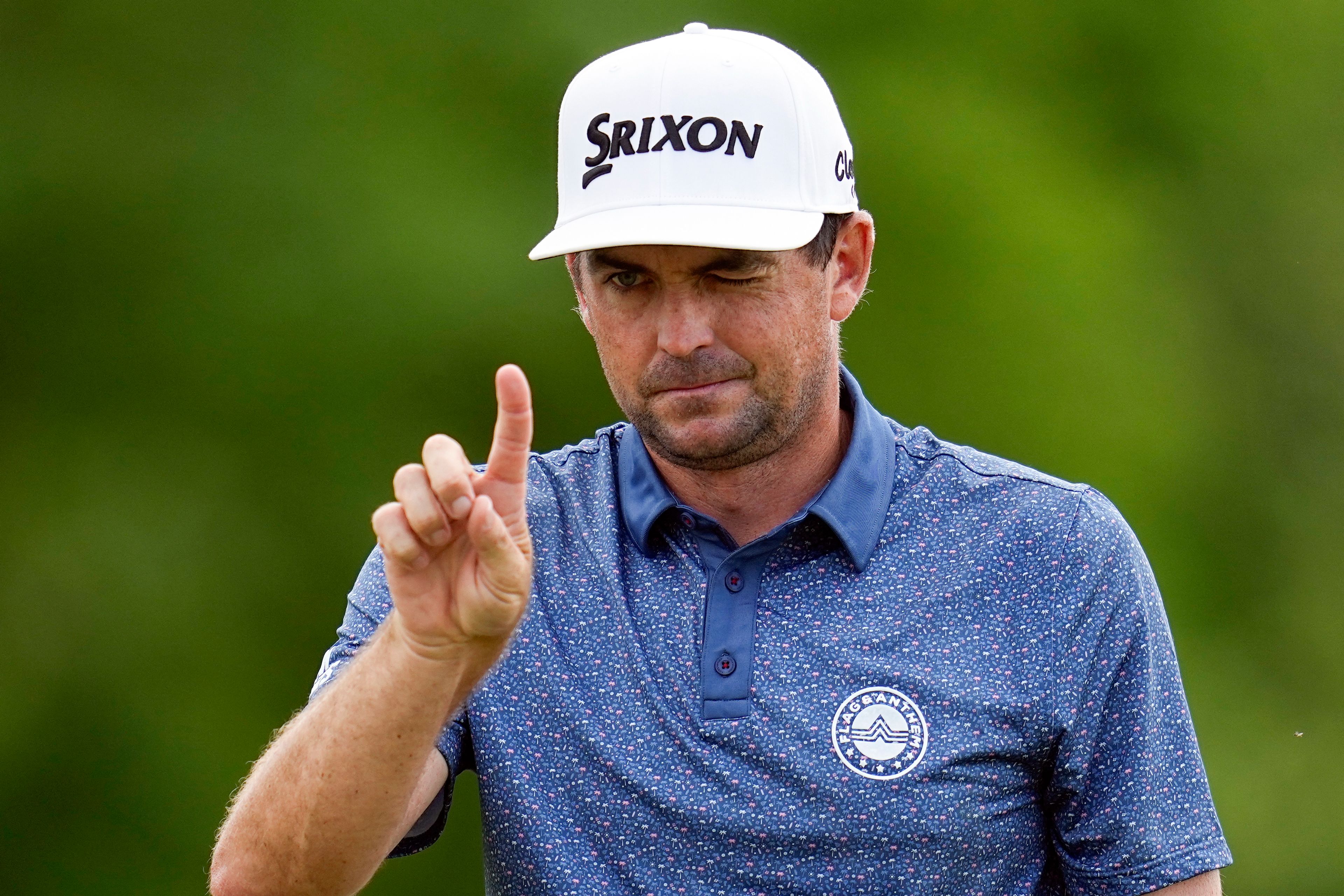 FILE - Keegan Bradley lines up a putt on the first hole during the third round of the PGA Championship golf tournament at the Valhalla Golf Club, Saturday, May 18, 2024, in Louisville, Ky. Bradley was selected as U.S. Ryder Cup captain for 2025, The PGA of America announced Monday, July 8, 2024. (AP Photo/Sue Ogrocki, File)