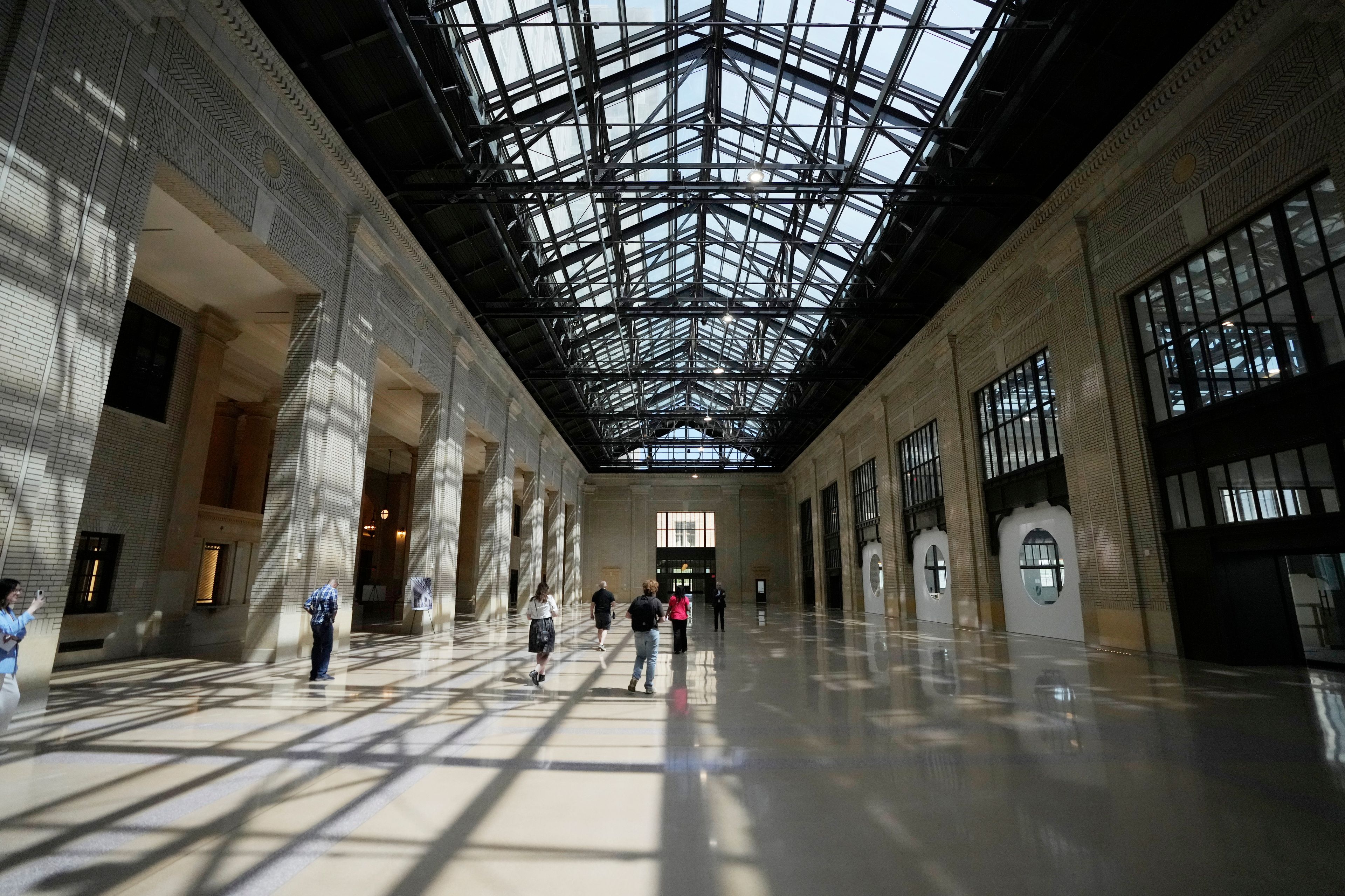 The interior of the Michigan Central Station is seen, Monday, May 13, 2024 in Detroit. A once hulking scavenger-ravaged monolith that symbolized Detroit's decline reopens this week after a massive six-year multimillion dollar renovation by Ford Motor Co., which restored the Michigan Central Station to its past grandeur with a focus squarely on the future of mobility.