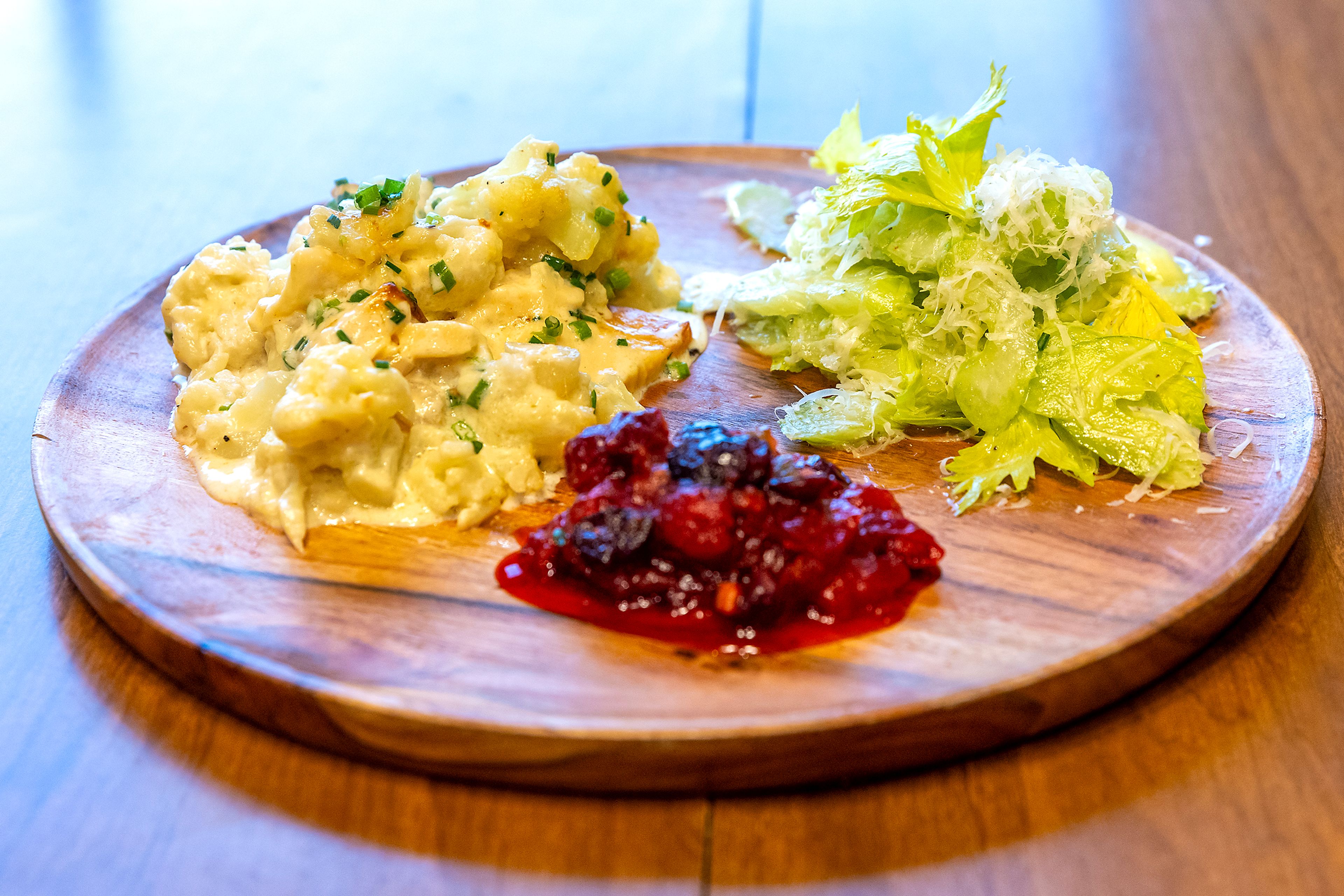 A plate of cauliflower, cranberries and celery salad are pictured Sunday in Lewiston.