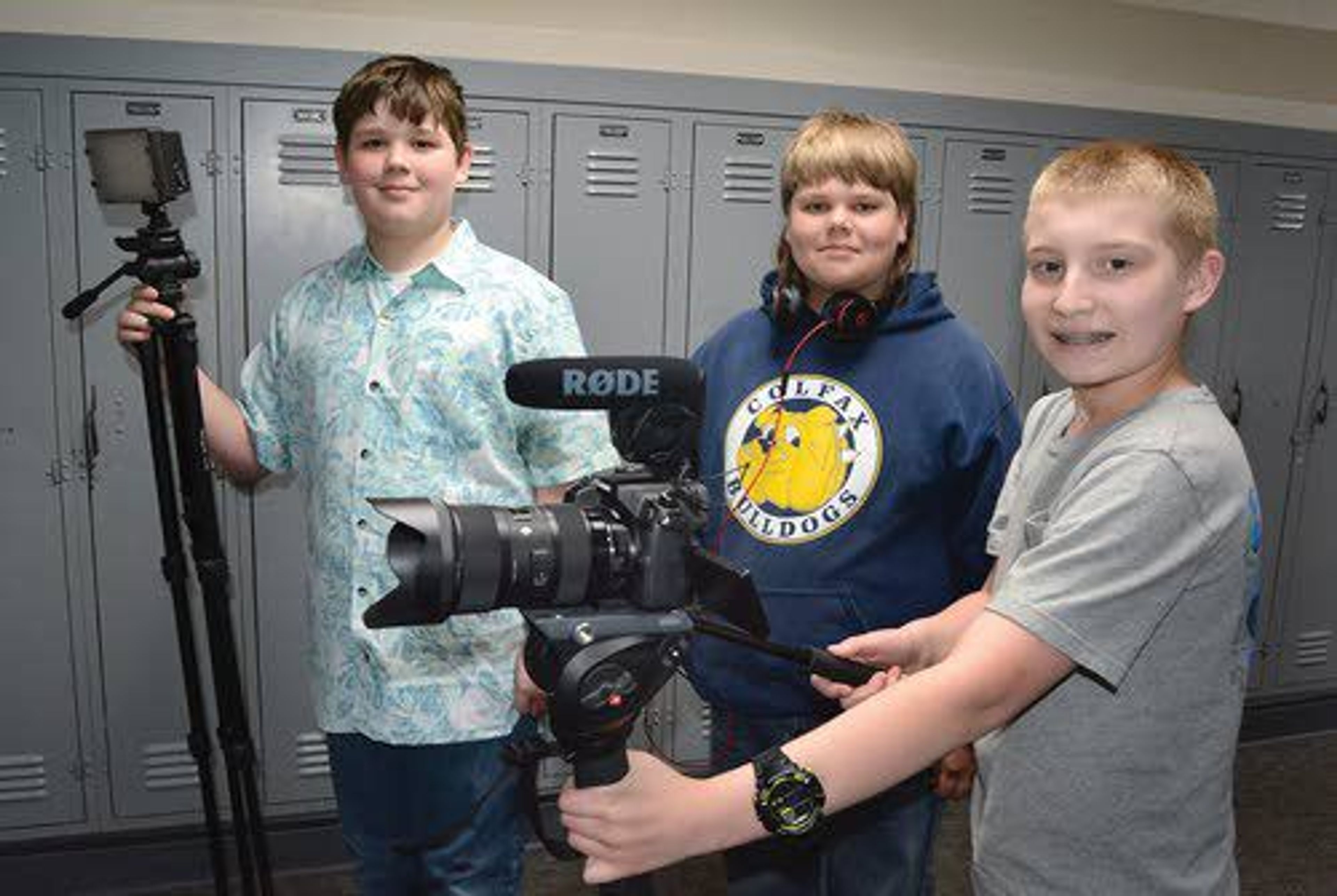 From left: Corbin Burt, Grayson McNeilly and Derek Repp are among the sixth-graders at Jennings Elementary in Colfax who interviewed community members about their town’s history. The resulting documentary debuts Thursday with a screening at Colfax Junior-Senior High School.