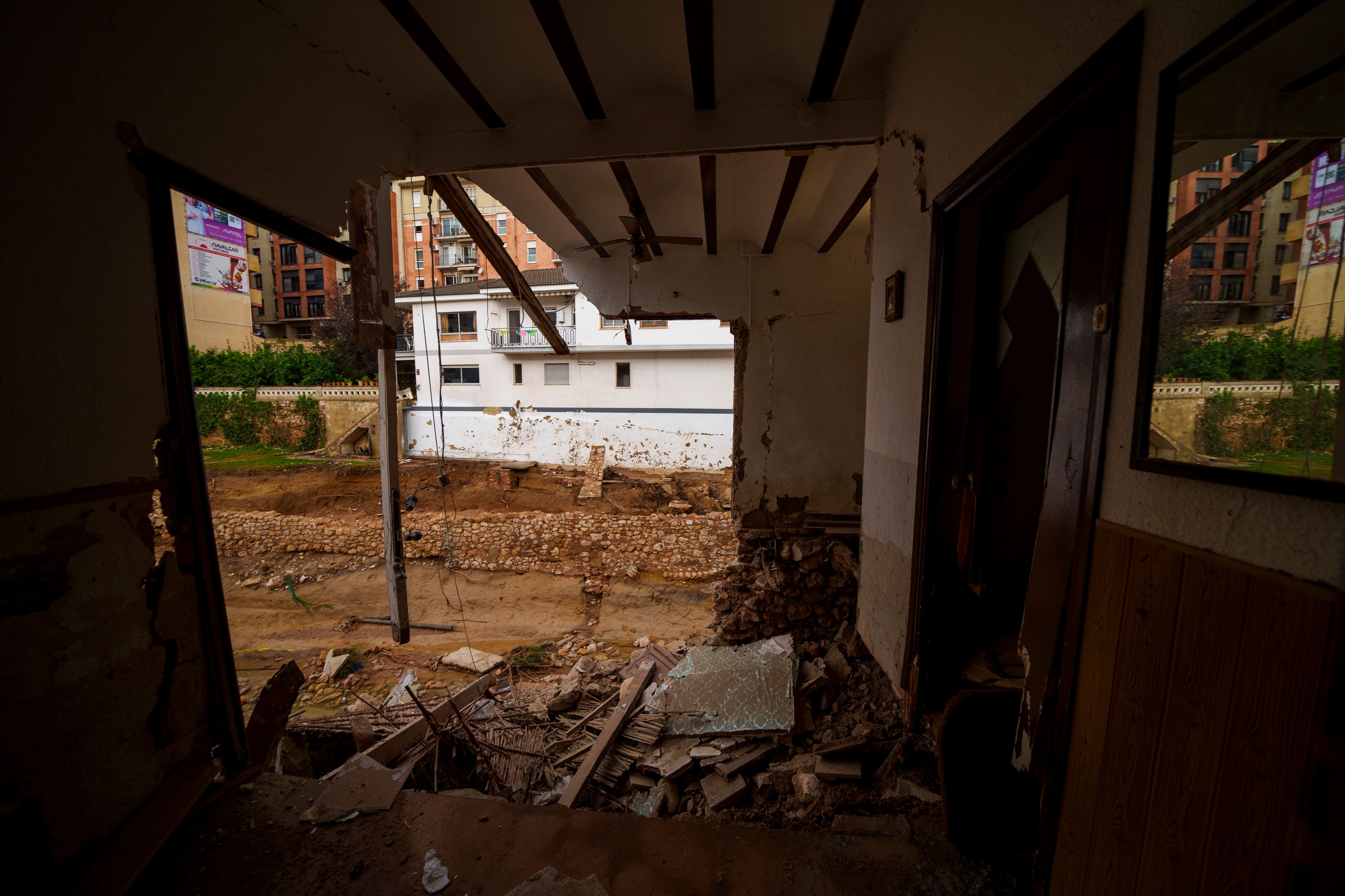 A view of a house affected by floods is pictured in Chiva, Spain, Friday, Nov. 1, 2024. (AP Photo/Manu Fernandez)