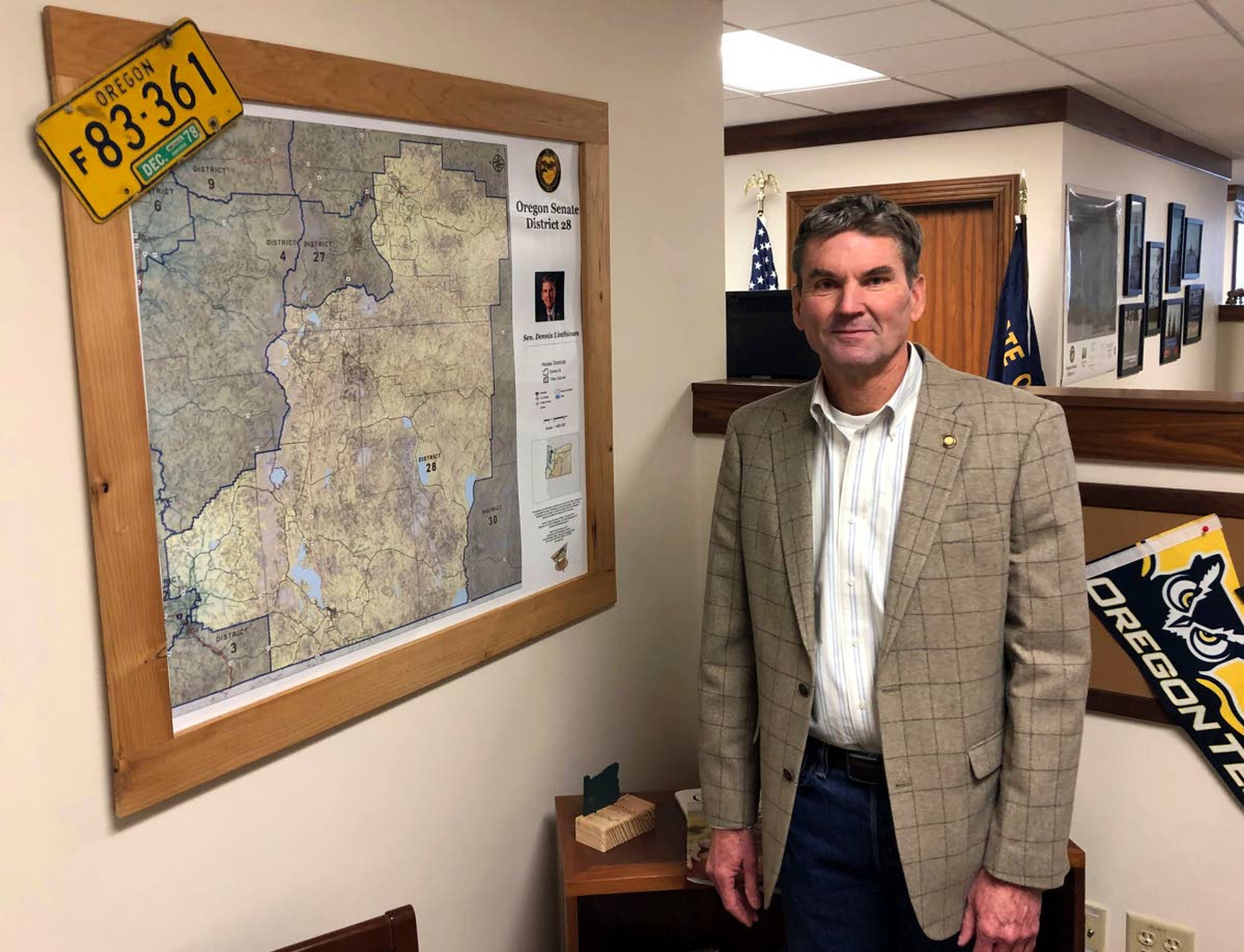 Oregon state Sen. Dennis Linthicum, D-Klamath Falls, is shown Friday in his office in the Oregon State Capitol in Salem, Ore.