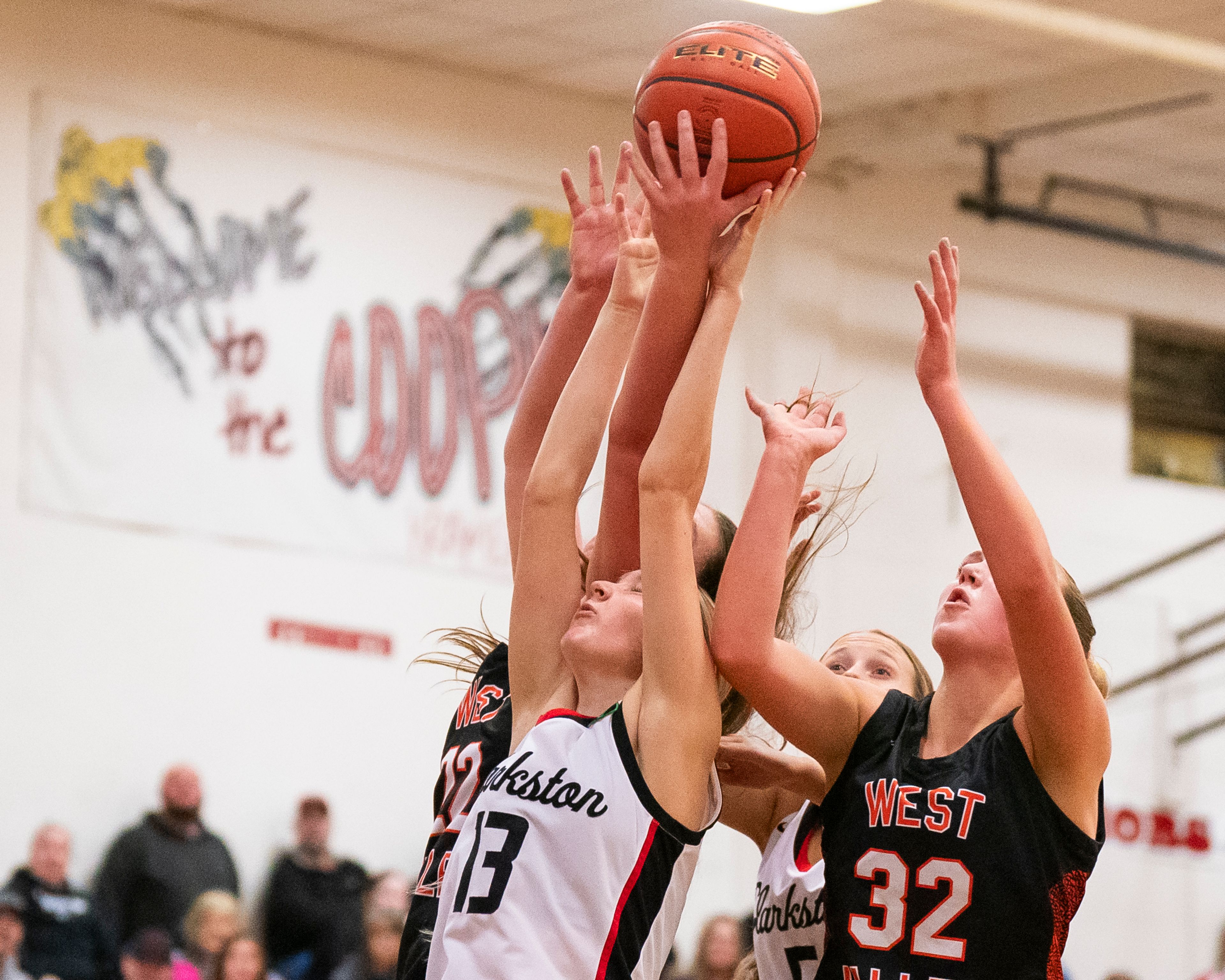 Clarkston’s Aneysa Judy (13) goes up for a rebound during their game against West Valley on Tuesday at Clarkston High School.