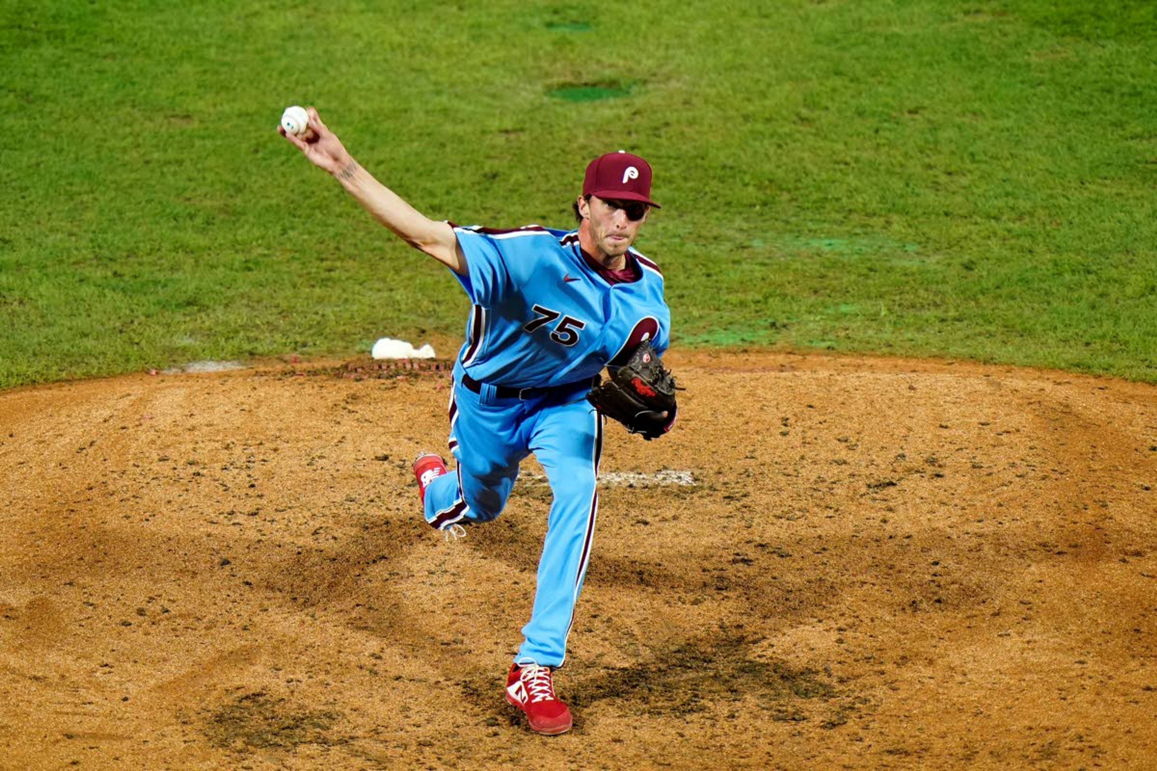 Associated PressPhiladelphia reliever Connor Brogdon, a former ace at Lewis-Clark State, pitches during the eighth inning.