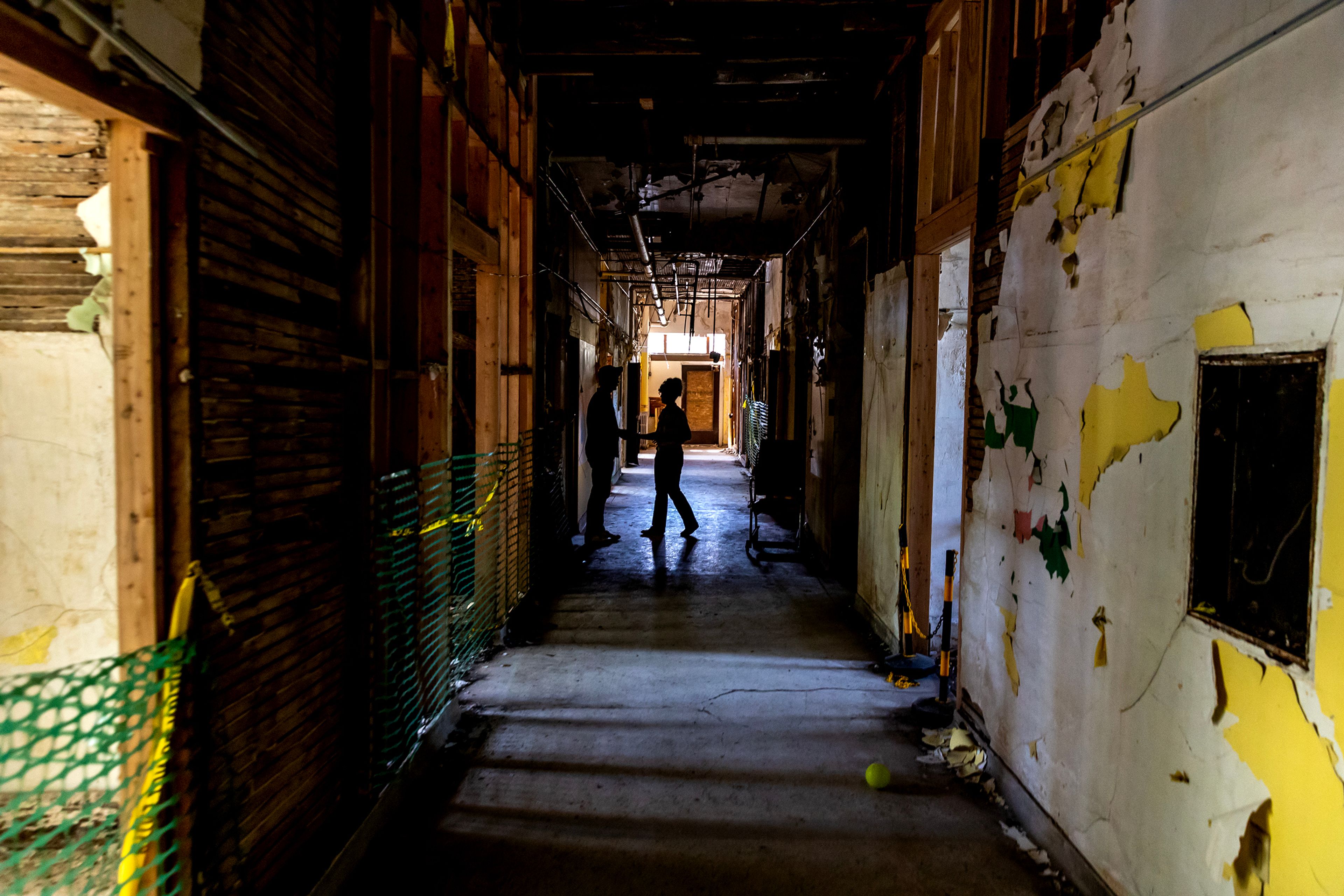 Austin and Laura Storm stand in a hallway at St. Ignatius Hospital in Colfax.