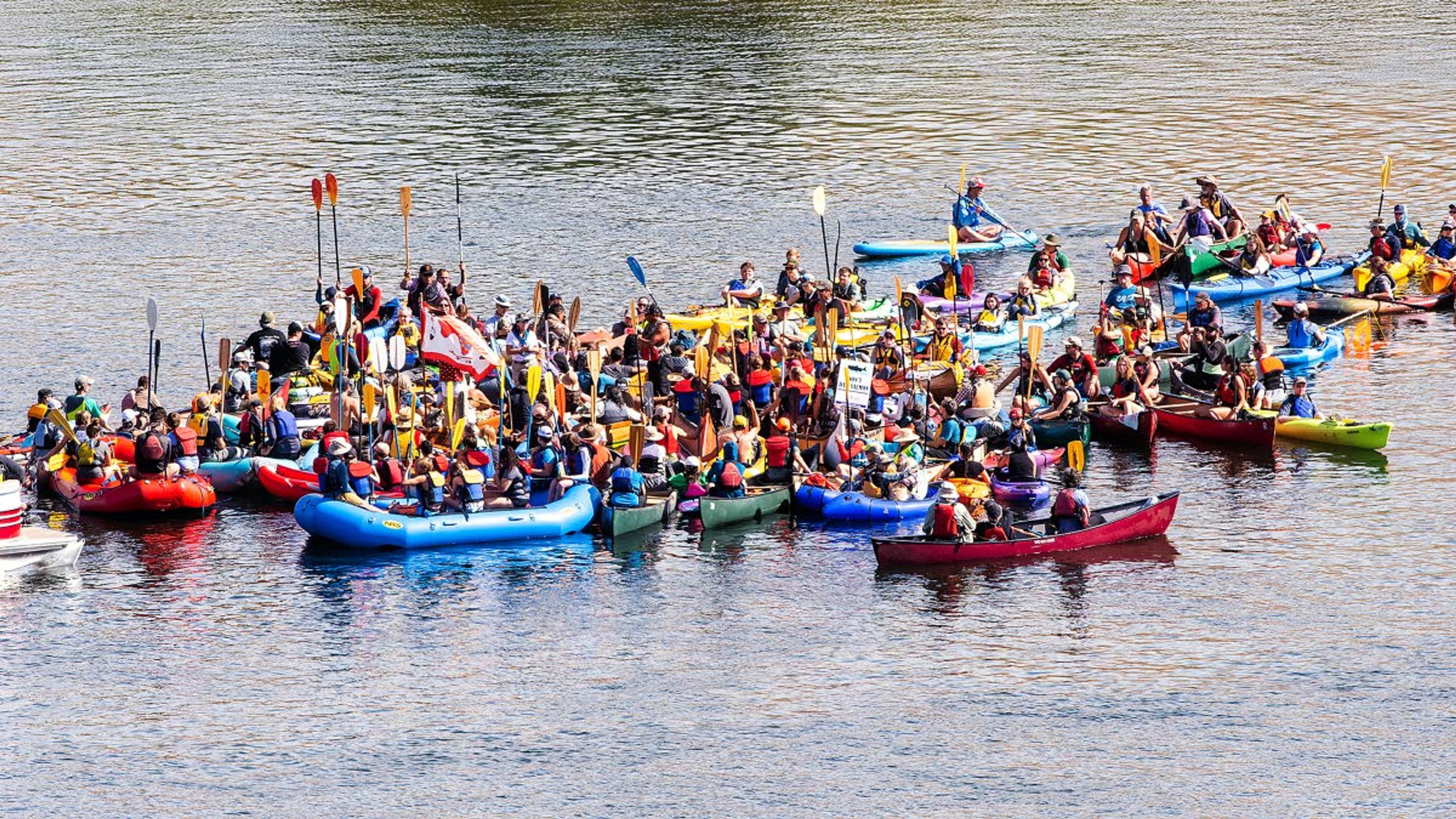 On Saturday morning, approximately 200 people gathered on the Snake River in a flotilla for the Nimiipuu River Rendezvous to show support for removing four dams on the lower portion of the river.