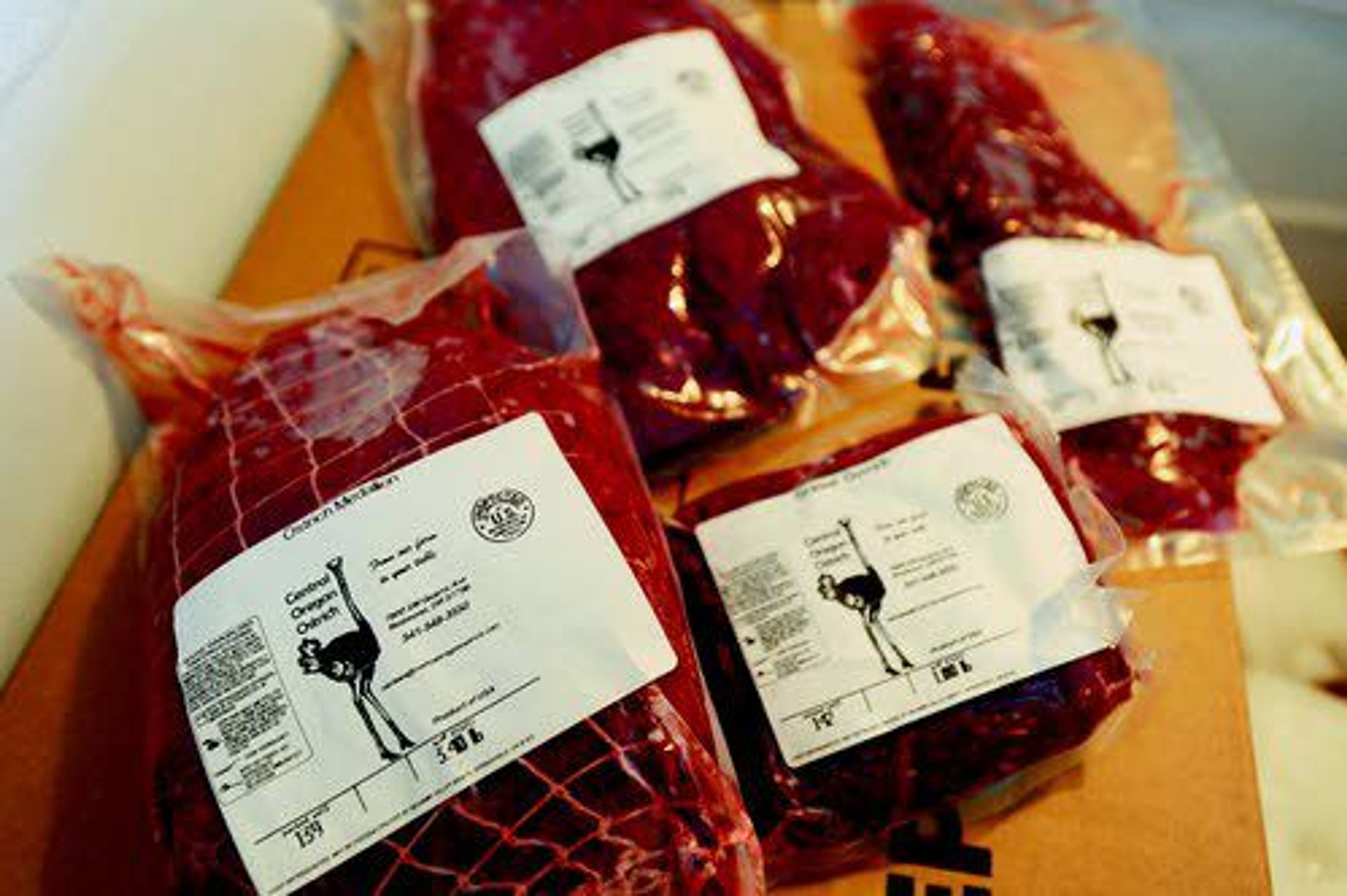 Some of the variety of meat products Central Oregon Ostrich produces at its Redmond farm