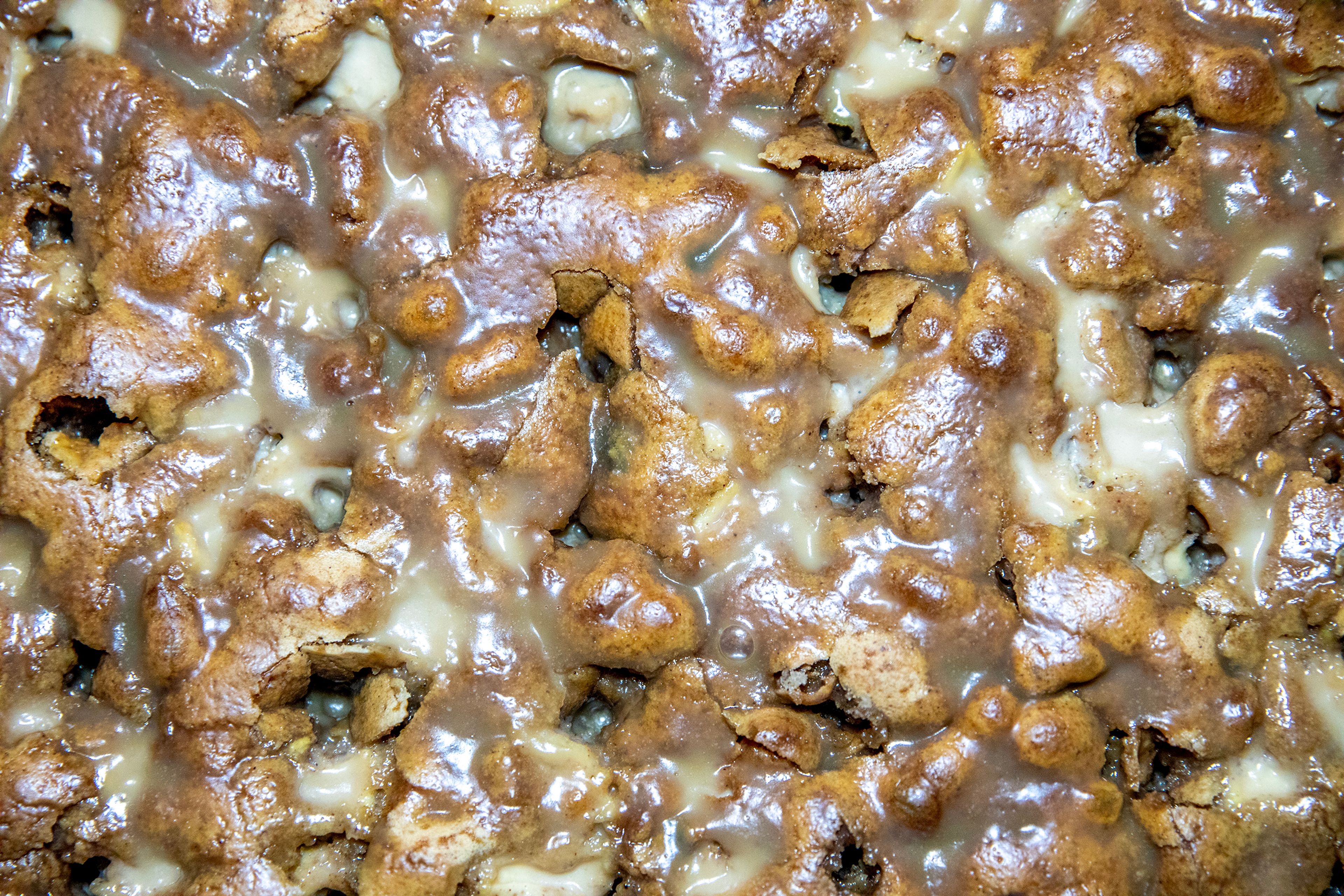 Apple cake with butterscotch syrup is photographed Thursday, Dec. 14, in Lewiston.