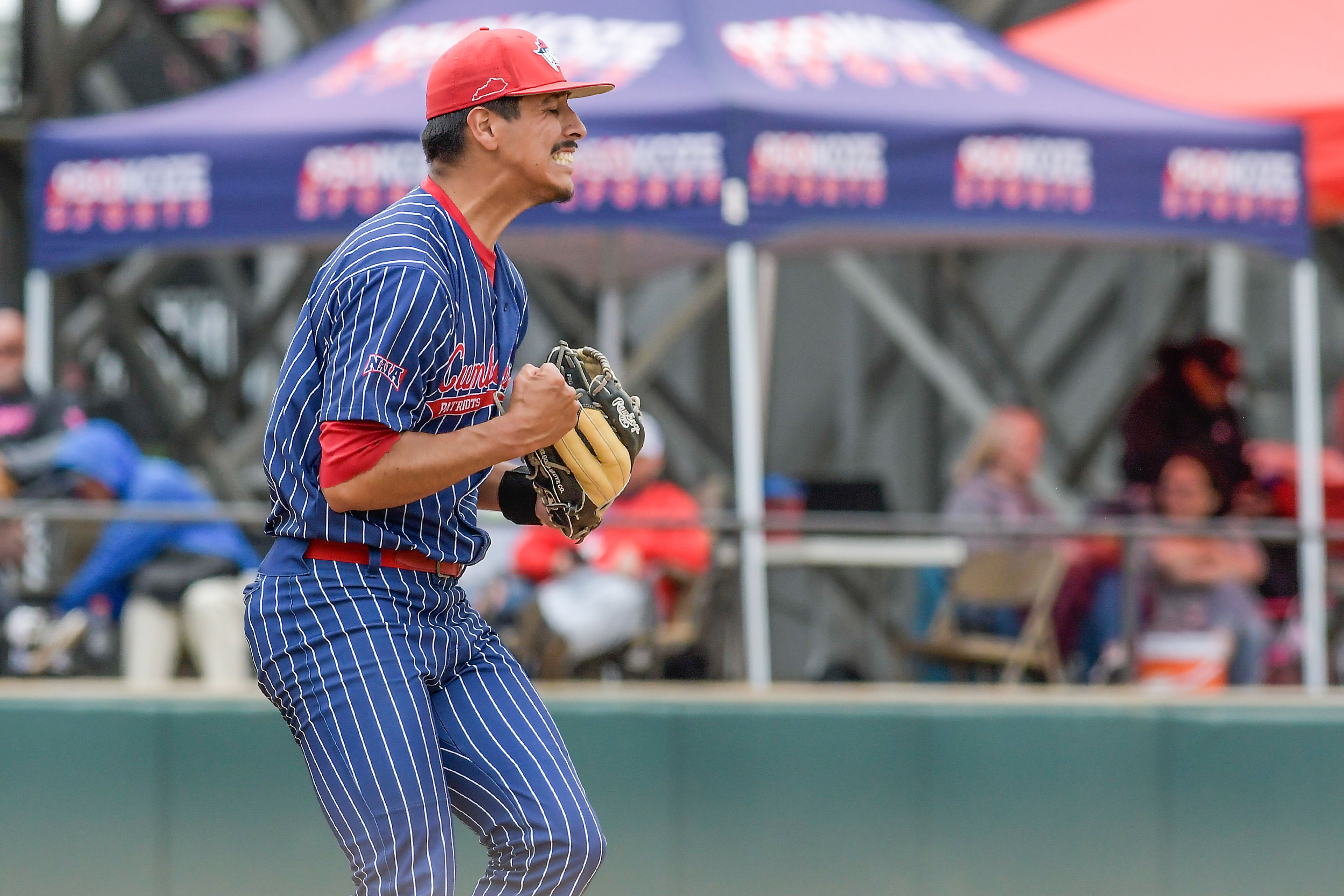 Cumberlands pitcher reacts as he throws a fourth ball to put a William Carey player on base in an inning of game 6 of the NAIA World Series at Harris Field on Saturday in Lewiston.