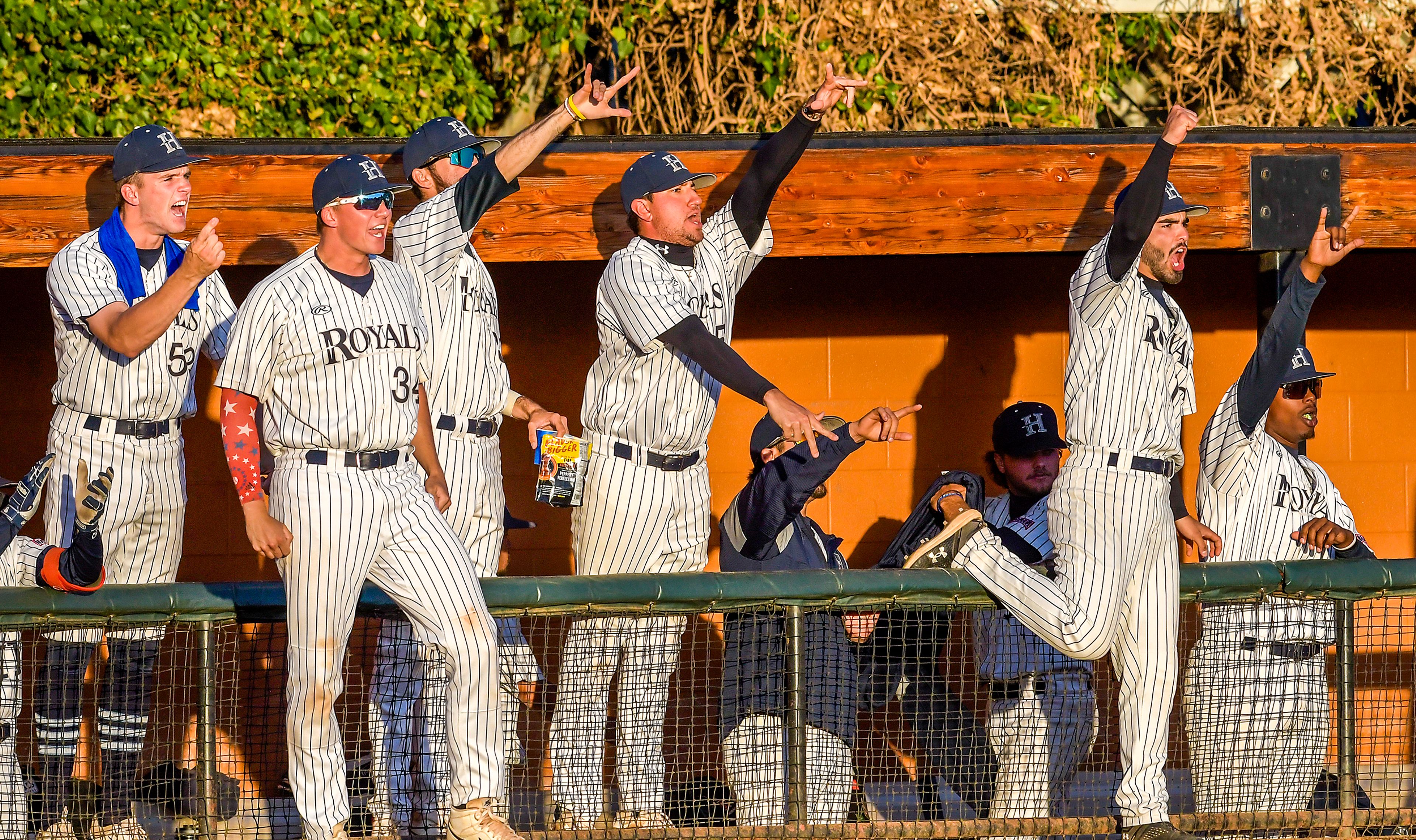 Hope International cheers on their team against Tennessee Wesleyan in Game 19 of the NAIA World Series at Harris Field Friday in Lewiston.