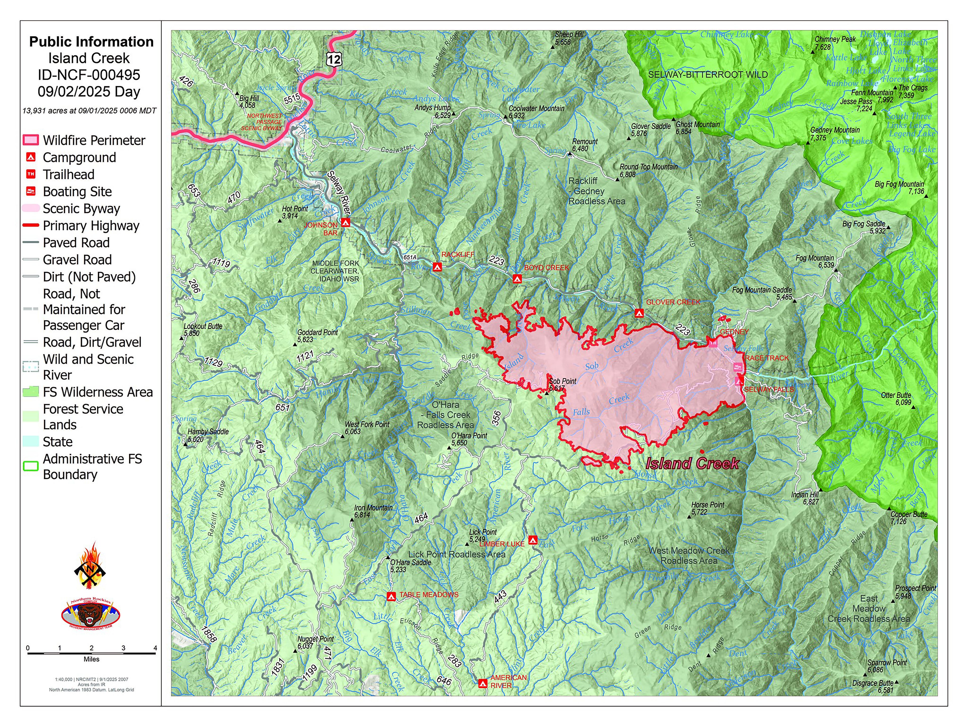 Island Creek Fire grows to 14,000 acres