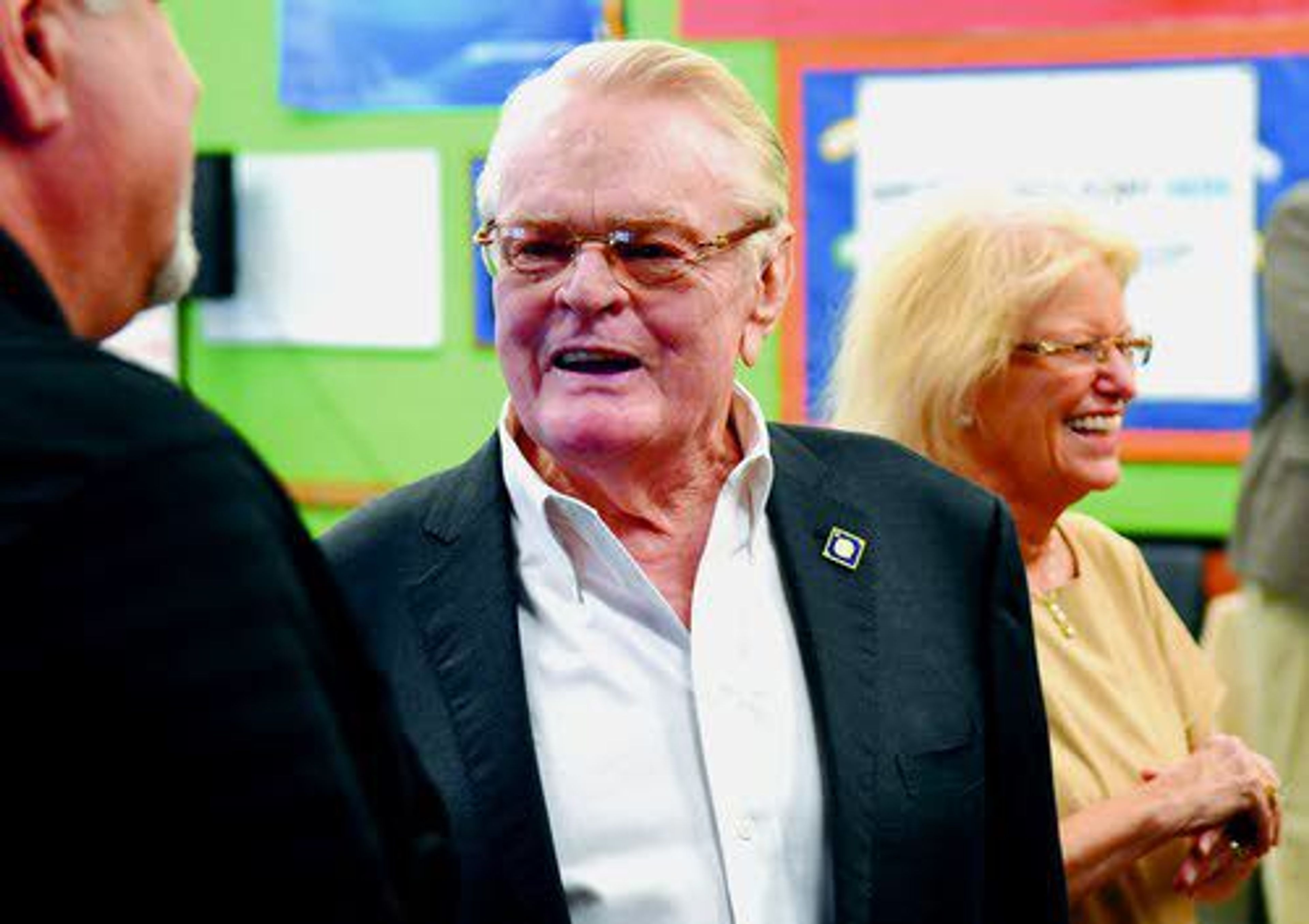 Gary and Jutta Hughes talk to visitors prior to announcing their $1 million donation to the Boys & Girls Clubs of the Lewis-Clark Valley.