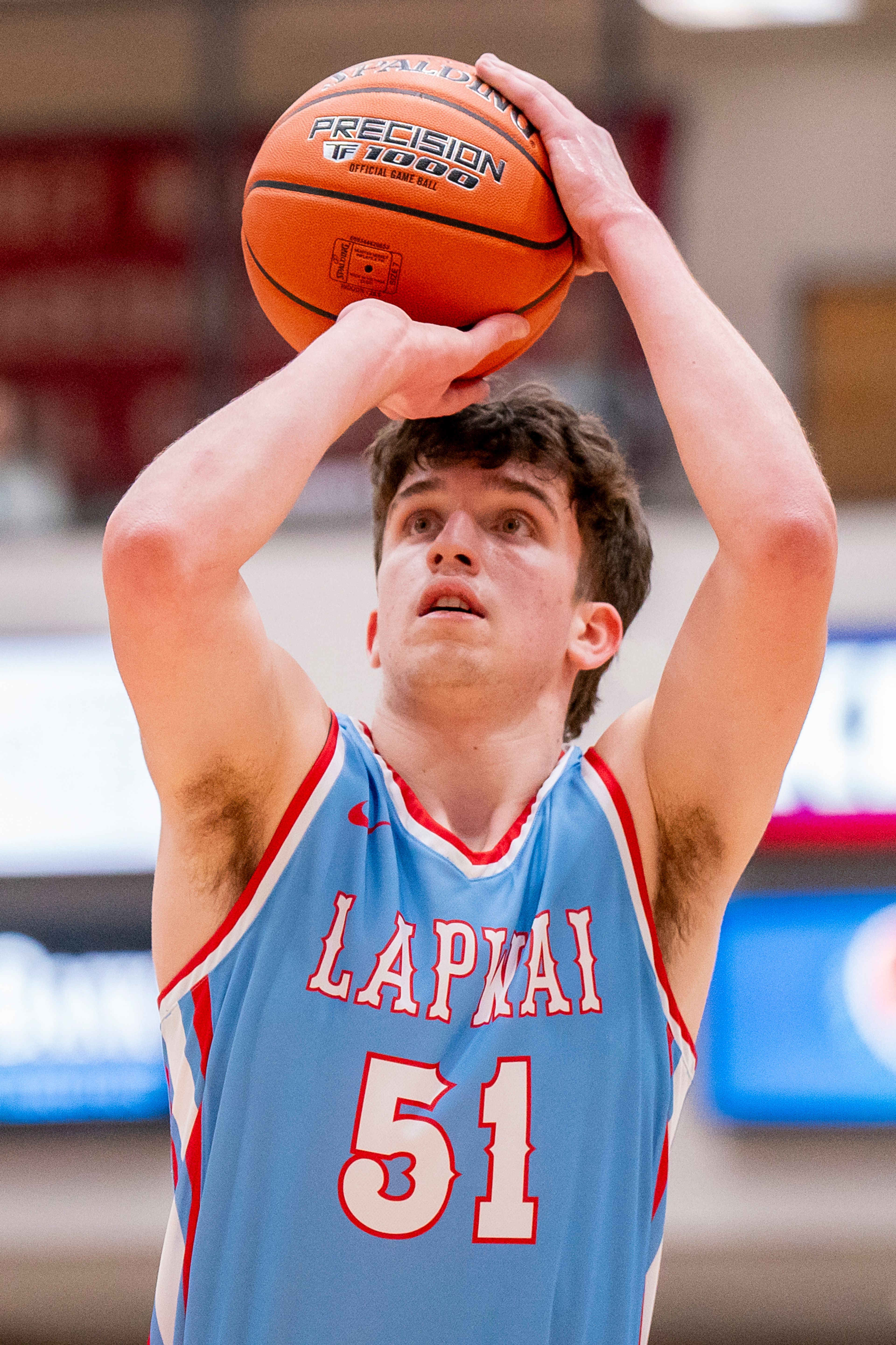 Lapwai’s Kase Wynott shoots the free throw during a game against Rocky Mountain in the Avista Holiday Tournament on Dec. 29 at the P1FCU Activity Center in Lewiston.