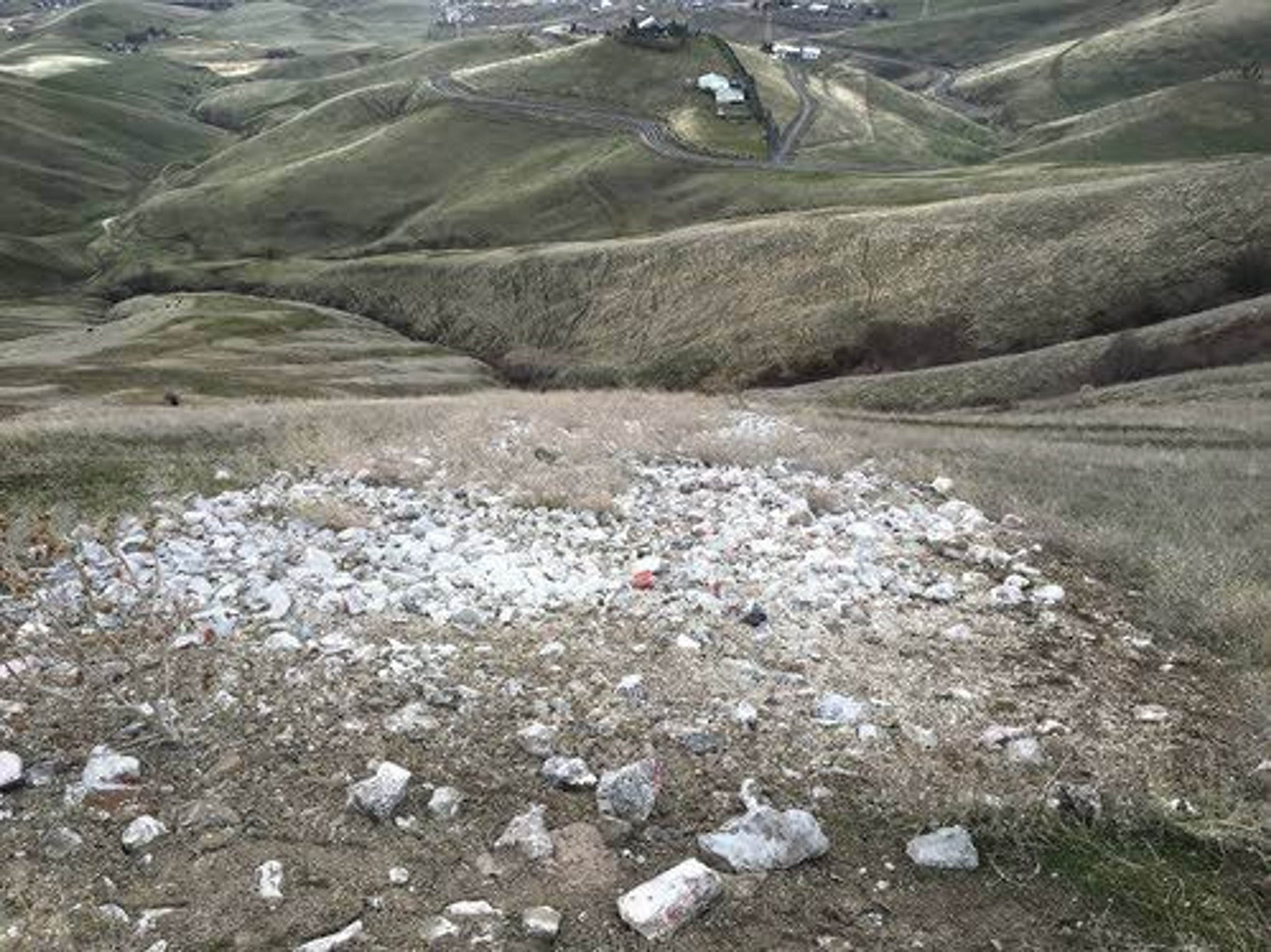 The current “L” is a field of white-painted rocks that’s ill-defined. According to a plan by Lewiston High School students, the rocks will will be replaced with white metal roofing on top of a wood support structure 120 feet tall.