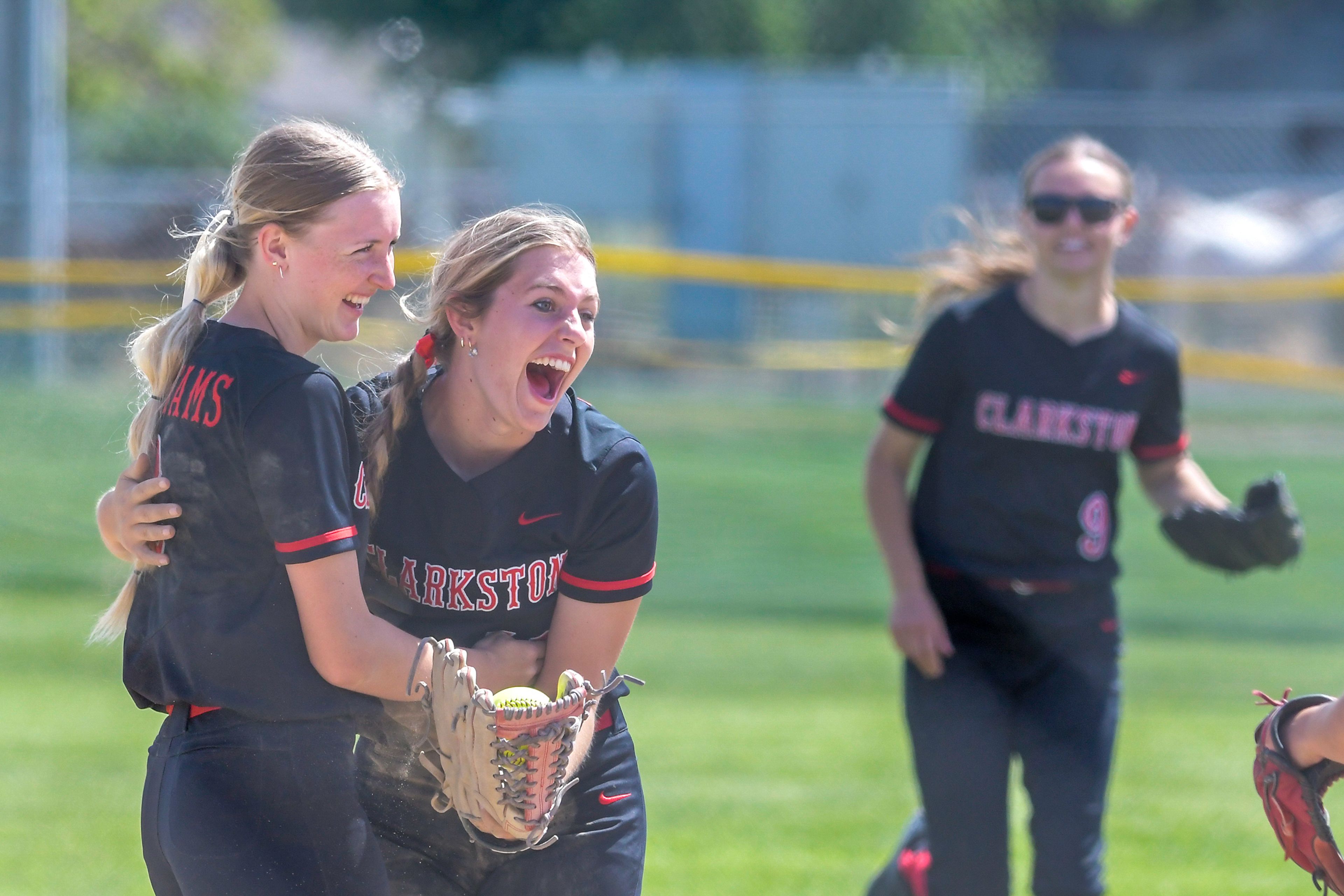 Clarkston second baseman Ryann Combs reacts to getting an out against Shadle Park in the District Championship Game Saturday in Clarkston.