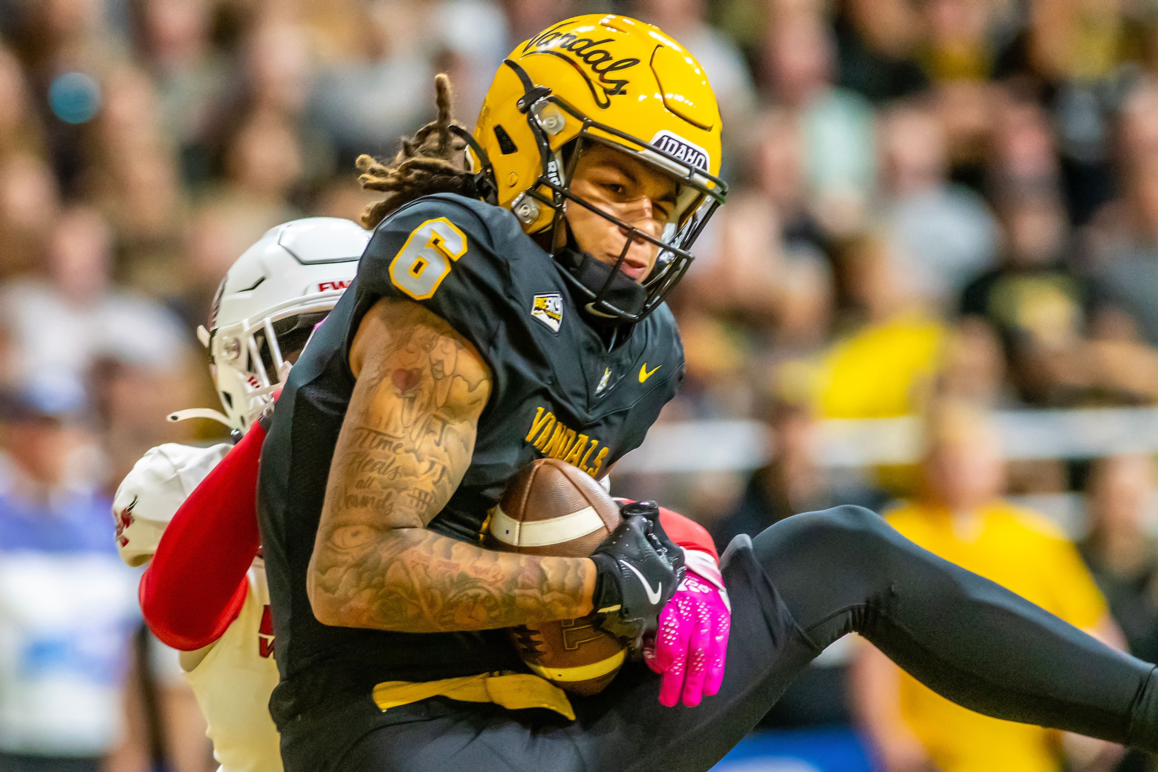 Idaho wide receiver Jordan Dwyer brings down a pass for a touchdown against Eastern Washington during a Big Sky game Oct. 26 at the Kibbie Dome in Moscow. 