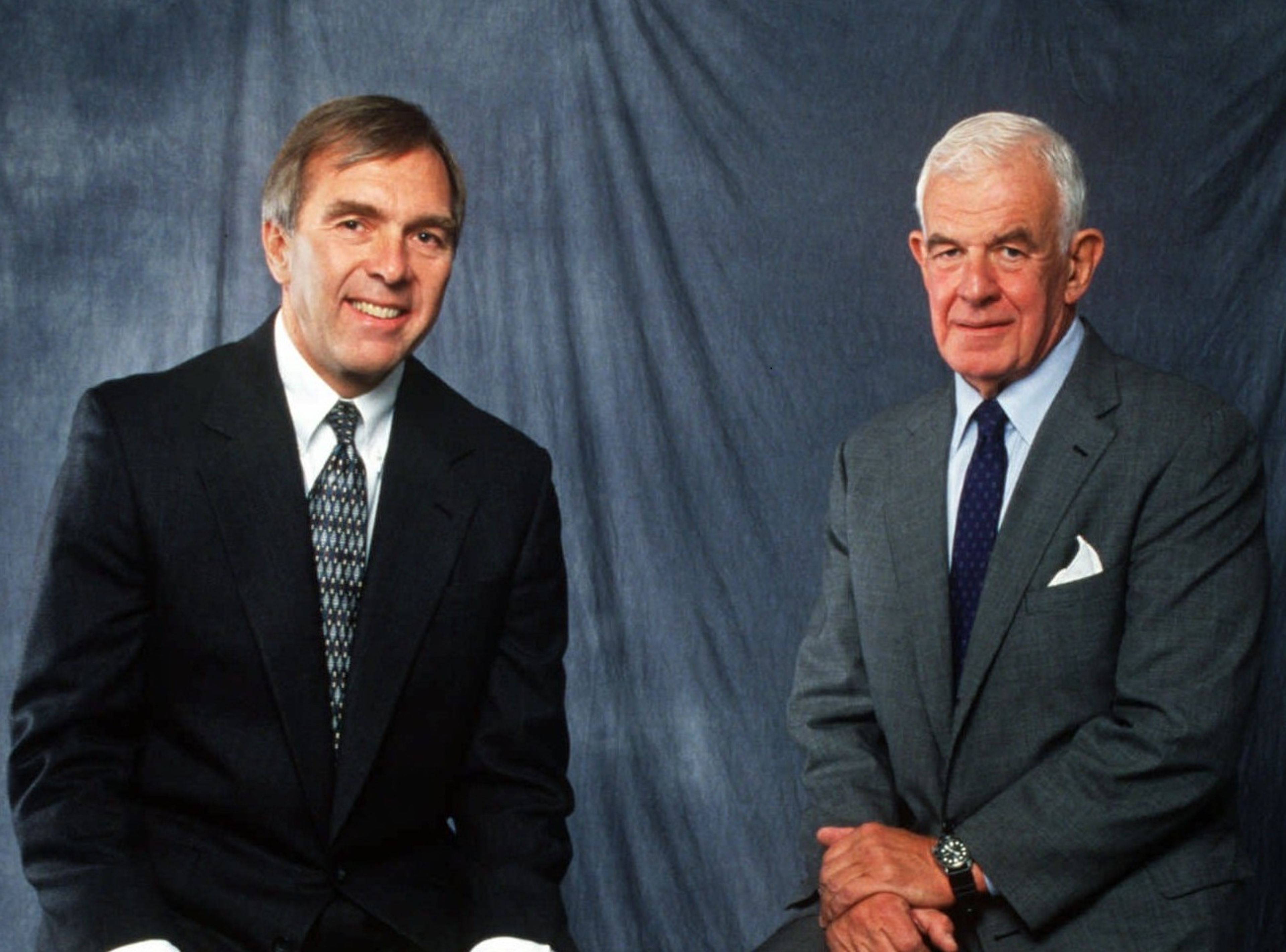 George Nethercutt, left, and Tom Foley pose together in October 1994 before a debate at The Spokesman-Review in Spokane.