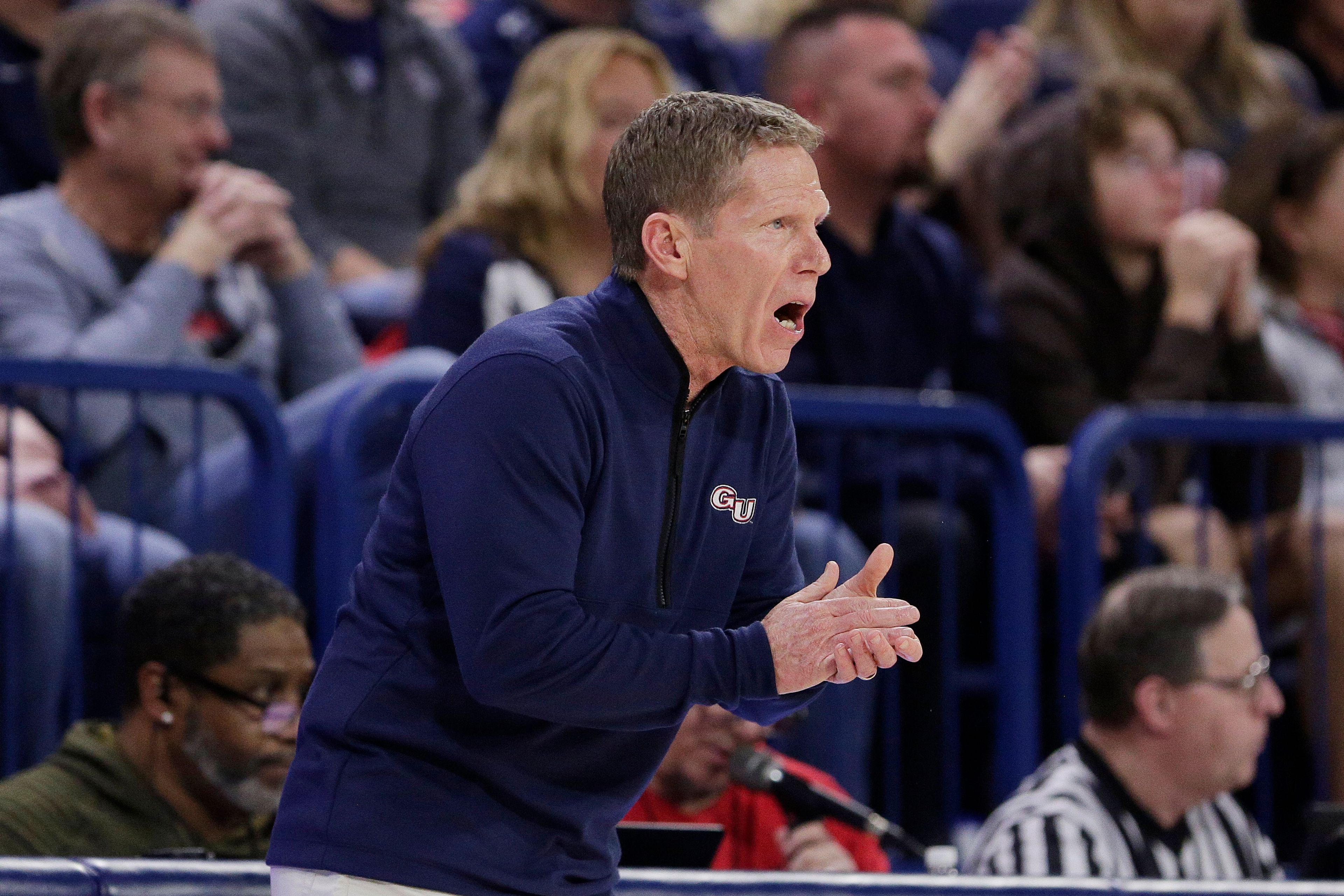 Gonzaga head coach Mark Few directs his team during the first half of a game against San Diego on Jan. 6 in Spokane, Wash.