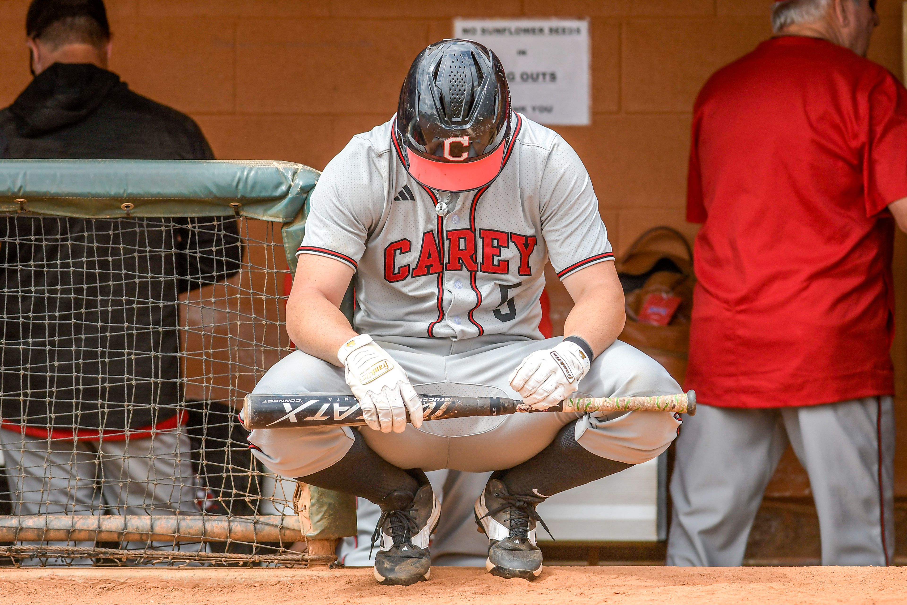 William Carey’s Preston Ratliff reacts after the team’s loss to Cumberlands in game 6 of the NAIA World Series at Harris Field on Saturday in Lewiston.