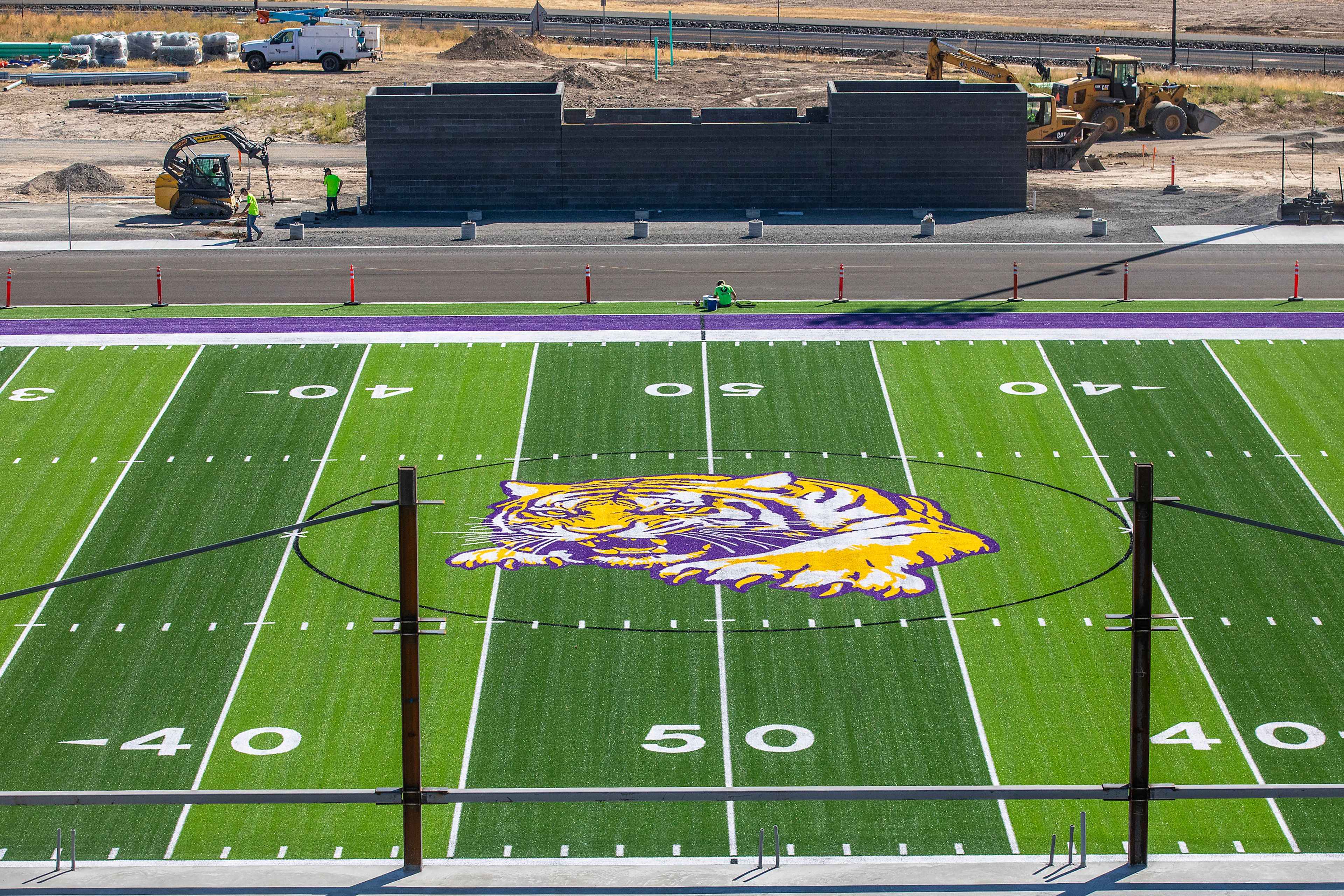 Lewiston High School�s new football field is pictured under construction Thursday in Lewiston.