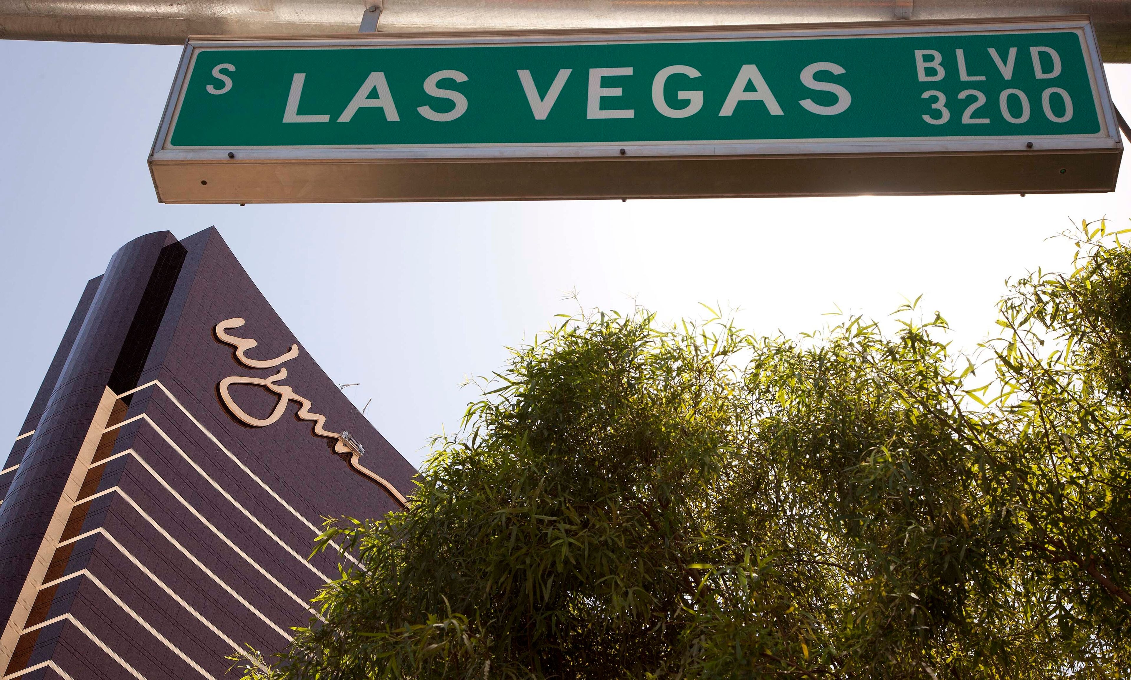 FILE - The Wynn Las Vegas is framed under a Las Vegas Boulevard street sign, Tuesday, April 19, 2011, in Las Vegas.