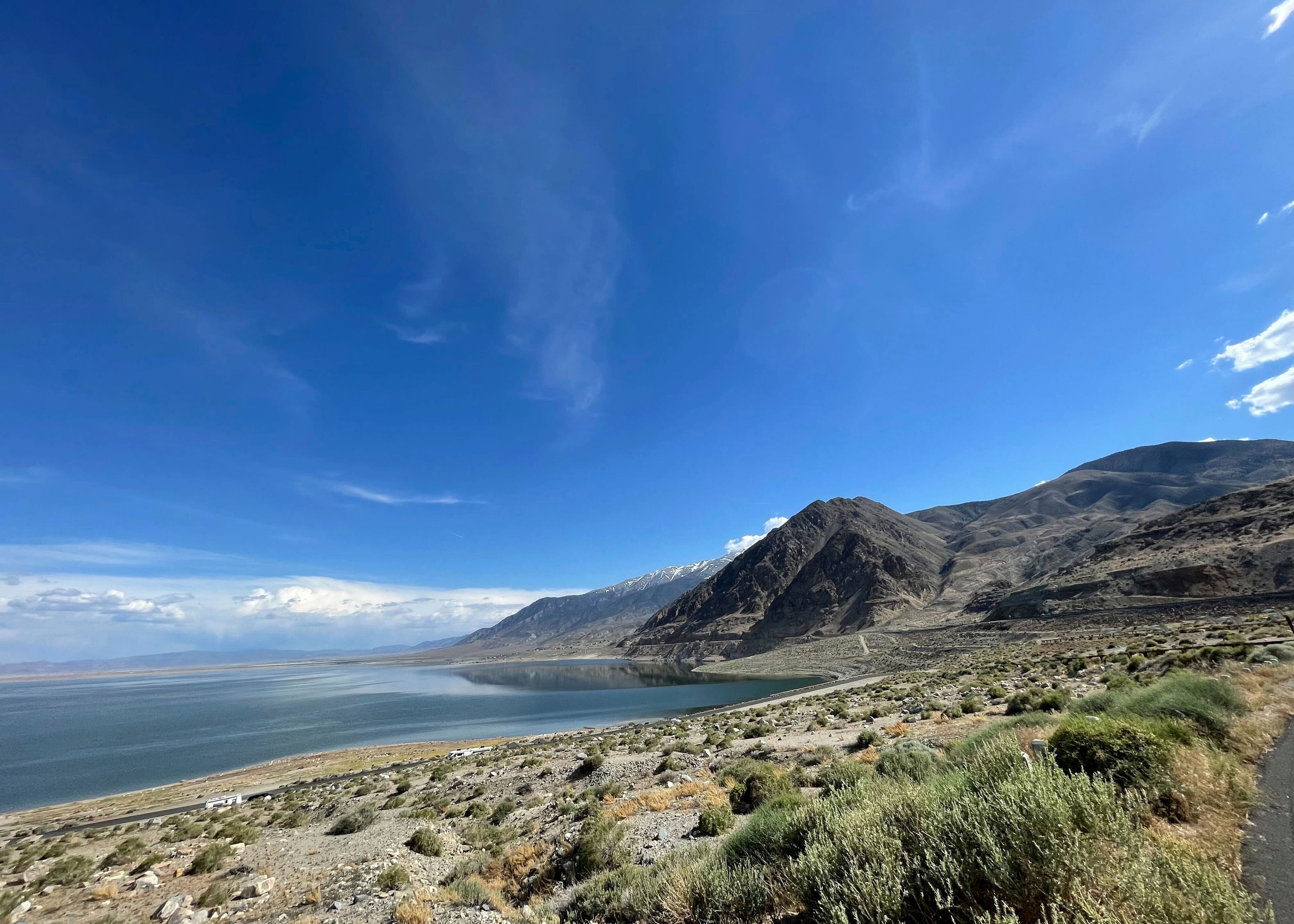 Walker Lake is pictured Tuesday, May 14, 2024, in Mineral County, Nev. Members of the Walker River Paiute Tribe have watched the boundaries of their land recede over time, along with the waters of the lake that are central to their identity. Not wanting to cede their voice, tribal leaders have been making a push for expanded voting rights. That effort includes filing a lawsuit on behalf of all Nevada tribes seeking polling places on tribal lands and access to early voting.