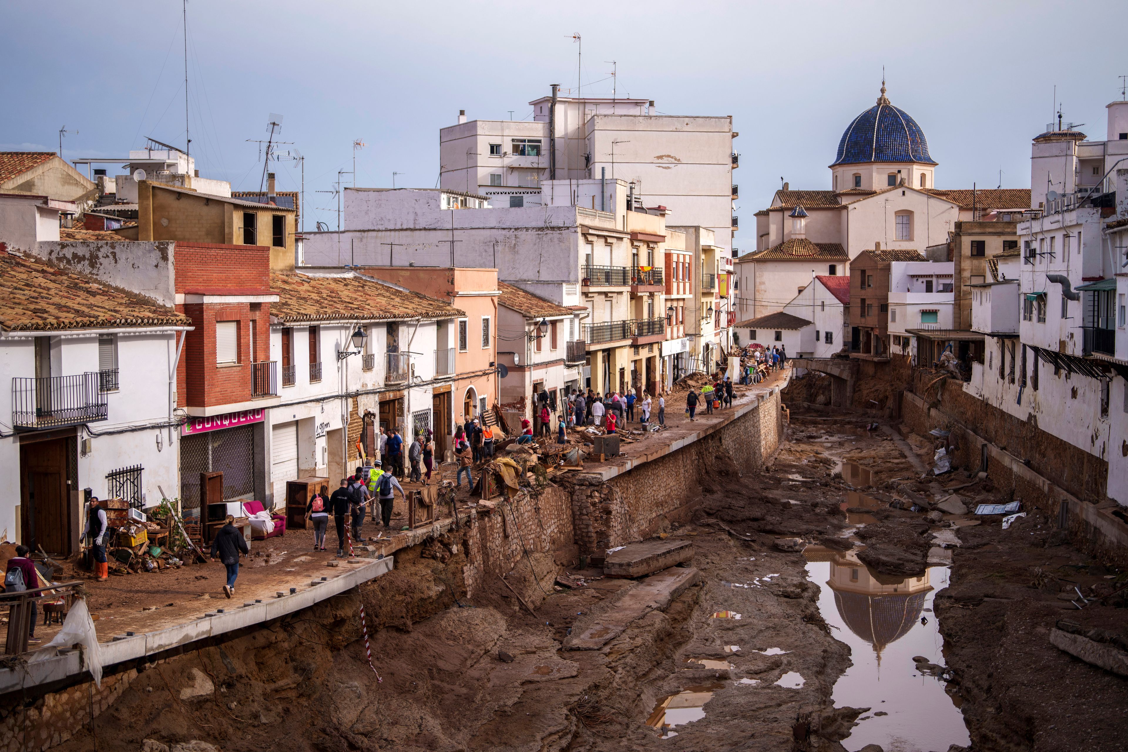 A general view of an area affected by floods in Chiva, Spain, Friday, Nov. 1, 2024. (AP Photo/Manu Fernandez)