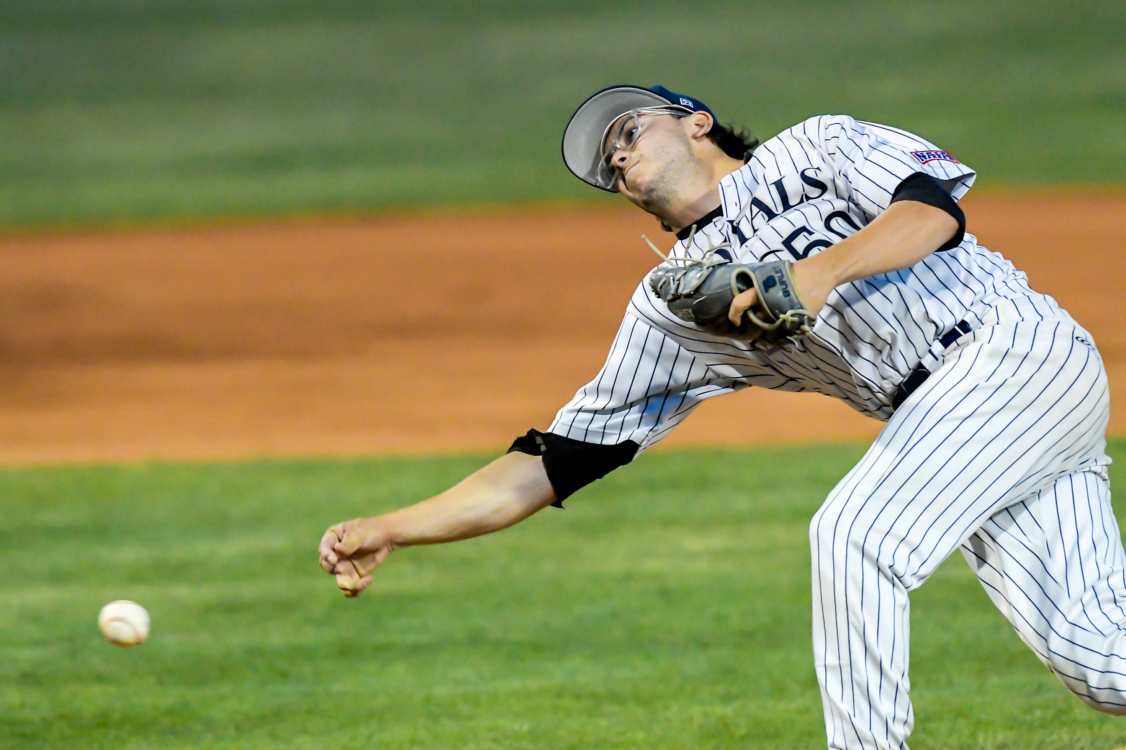 Hope International pitcher Steven Ordorica throws a pitch against Tennessee Wesleyan in Game 19 of the NAIA World Series at Harris Field Friday in Lewiston.