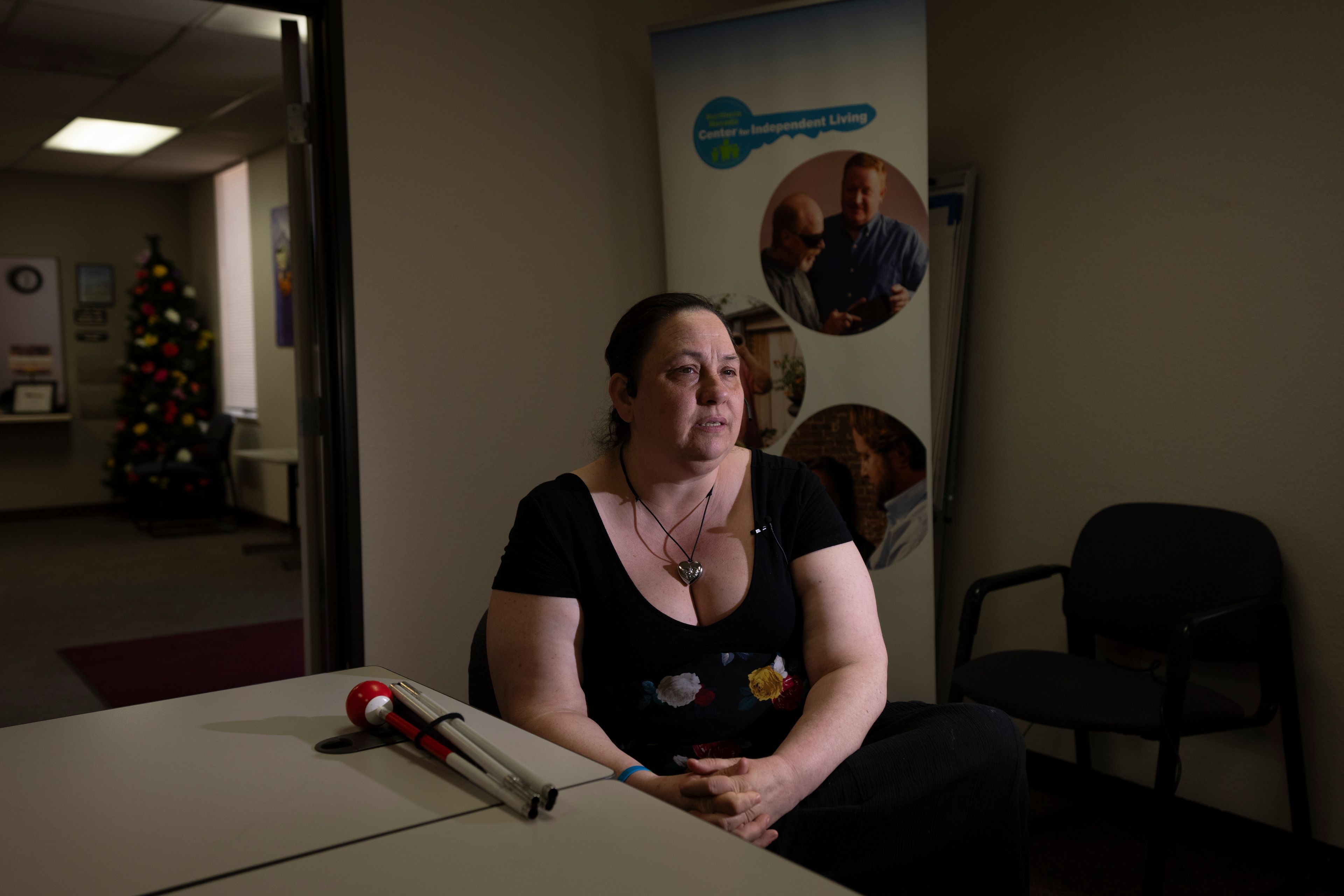 Ramona Coker speaks during an interview with The Associated Press in Reno, Nev., Monday, May 13, 2024. The use of electronic balloting has been quietly expanding in recent years to cover the disabled and, in Nevada this year, Native American tribes. Election security experts are warning of the risk that ballots submitted on a computer can be digitally intercepted or manipulated.