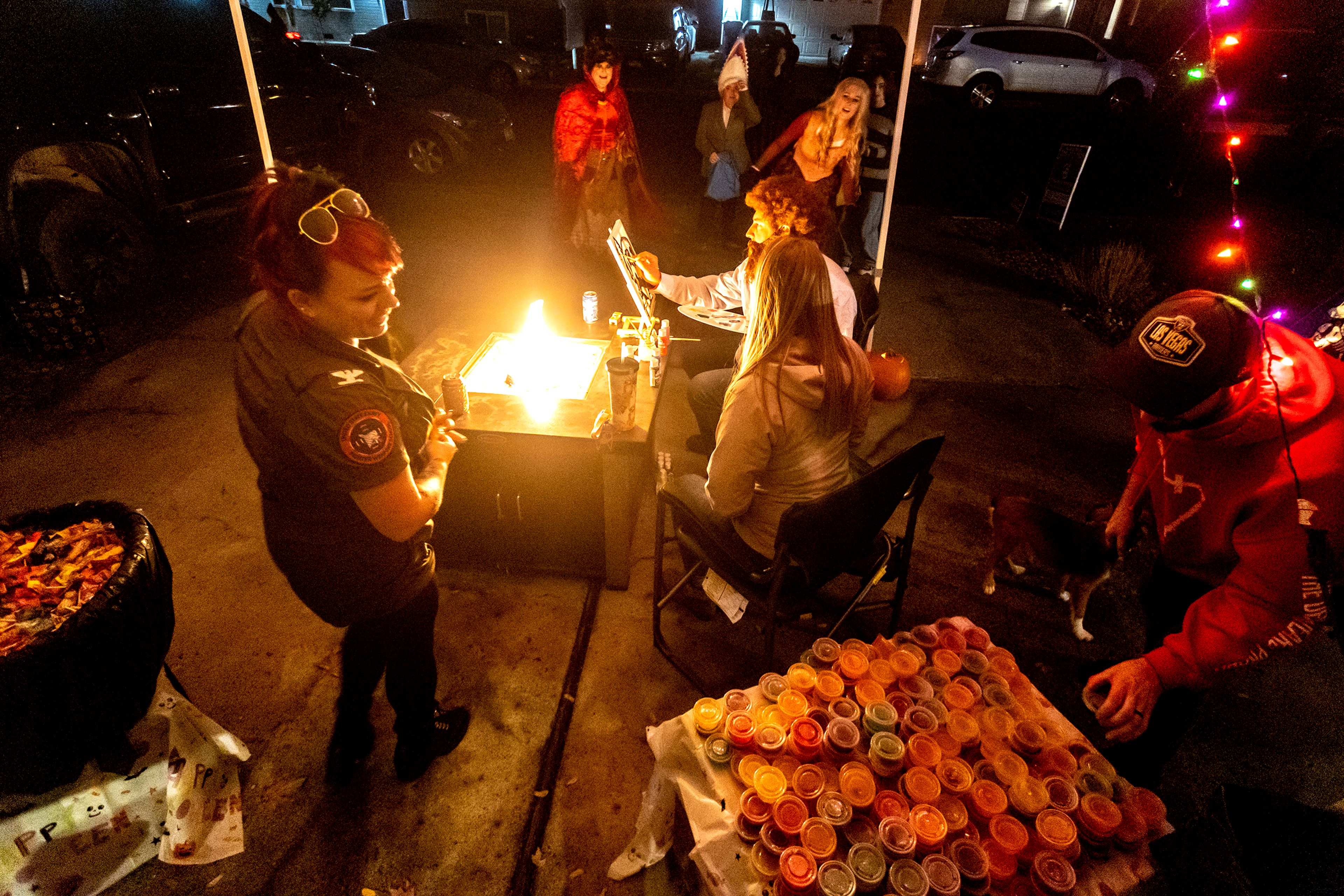 A home offers candy for kids and jello shots for the adults on Halloween at the Birch neighborhood in the Lewiston Orchards on Monday.