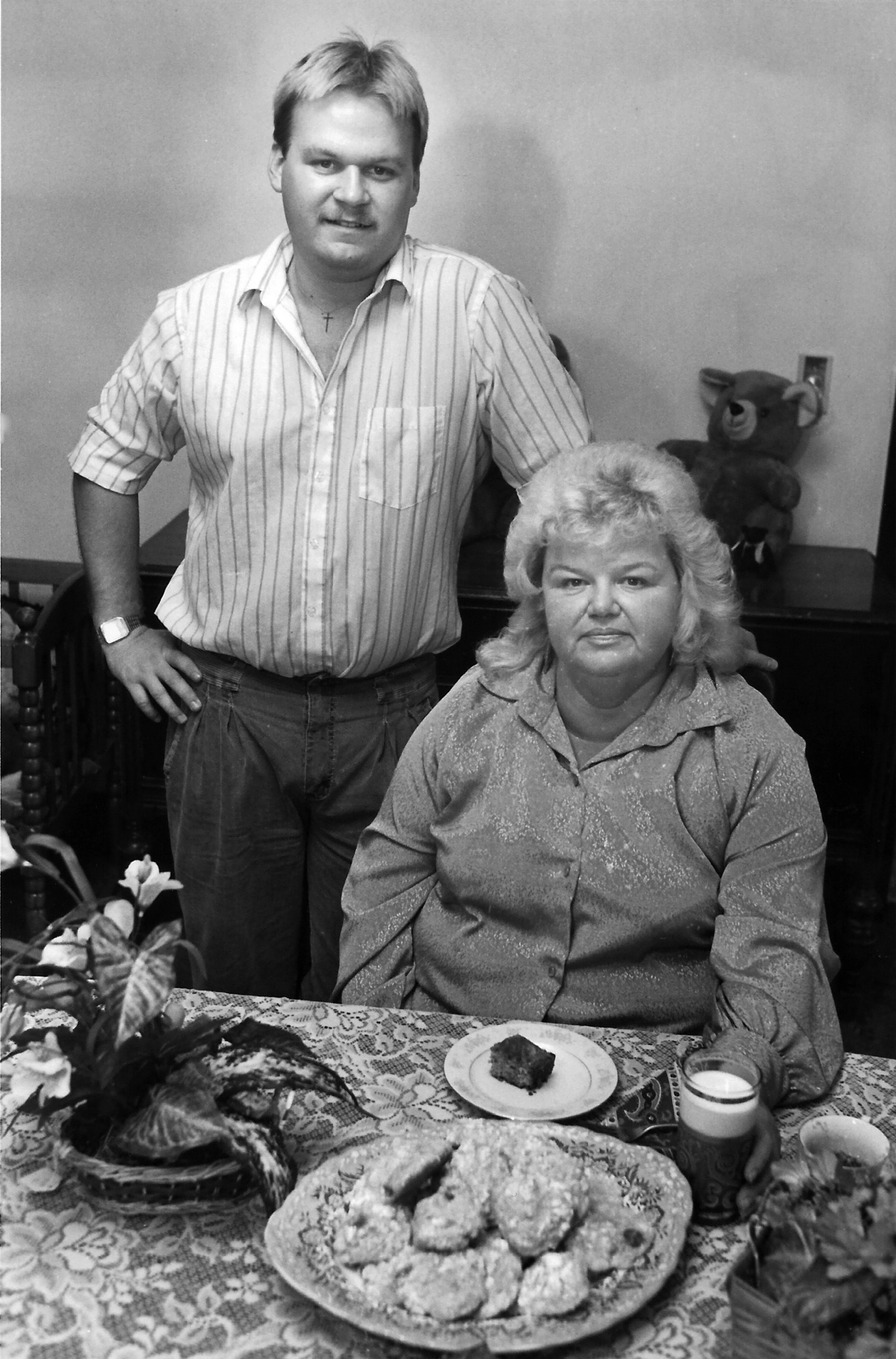 Mary Johnson poses in Lewiston behind a platter of her cookies while her son, Robert Johnson, stands behind her in this Steve Hanks photo published in the July 6, 1988, Lewiston Tribune. An accompanying story told of Mary Johnson's cooking-baking prowess and her business, Campus Beauty Shop, where she often handed out home-baked cookies with her hairstyles. Her son operated a flower shop in the basement. She credited her grandmothers for handing down many of the recipes she used and she still had their cookbooks. She shared several recipes with readers, including Grandma Kirk's prune cake, Grandma Painters apple cake and cottage cheese cookies. Readers who would like to share their historical photos (20 years or older) from throughout the region may do so by emailing them to blasts@lmtribune.com or submitting them to: Blast from the Past, P.O. Box 957, Lewiston, ID 83501. Questions? Call Jeanne M. DePaul at (208) 848-2221.