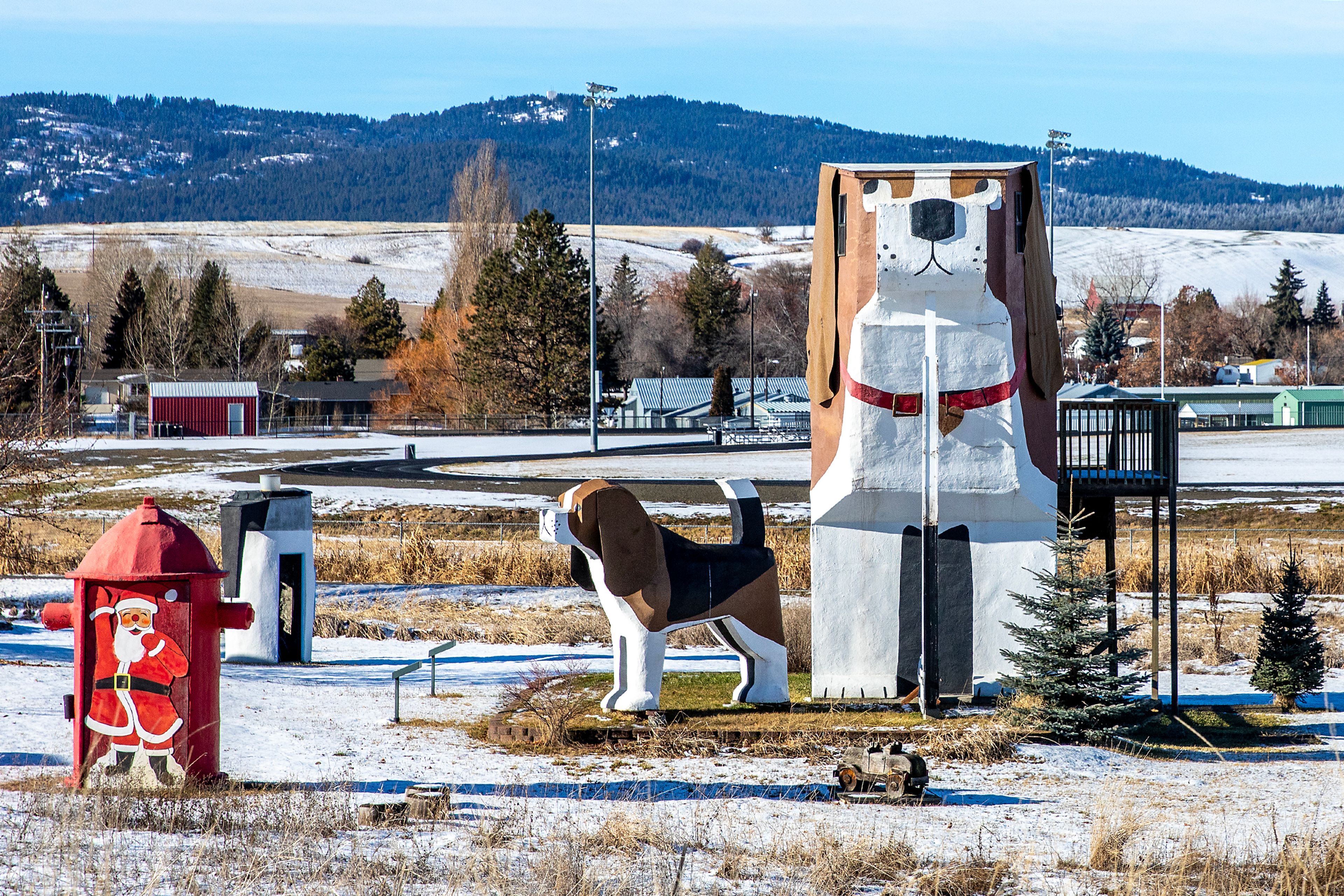 Dog Bark Park on the edge of Cottonwood is decorated for the holidays in this Tribune photo from 2023.