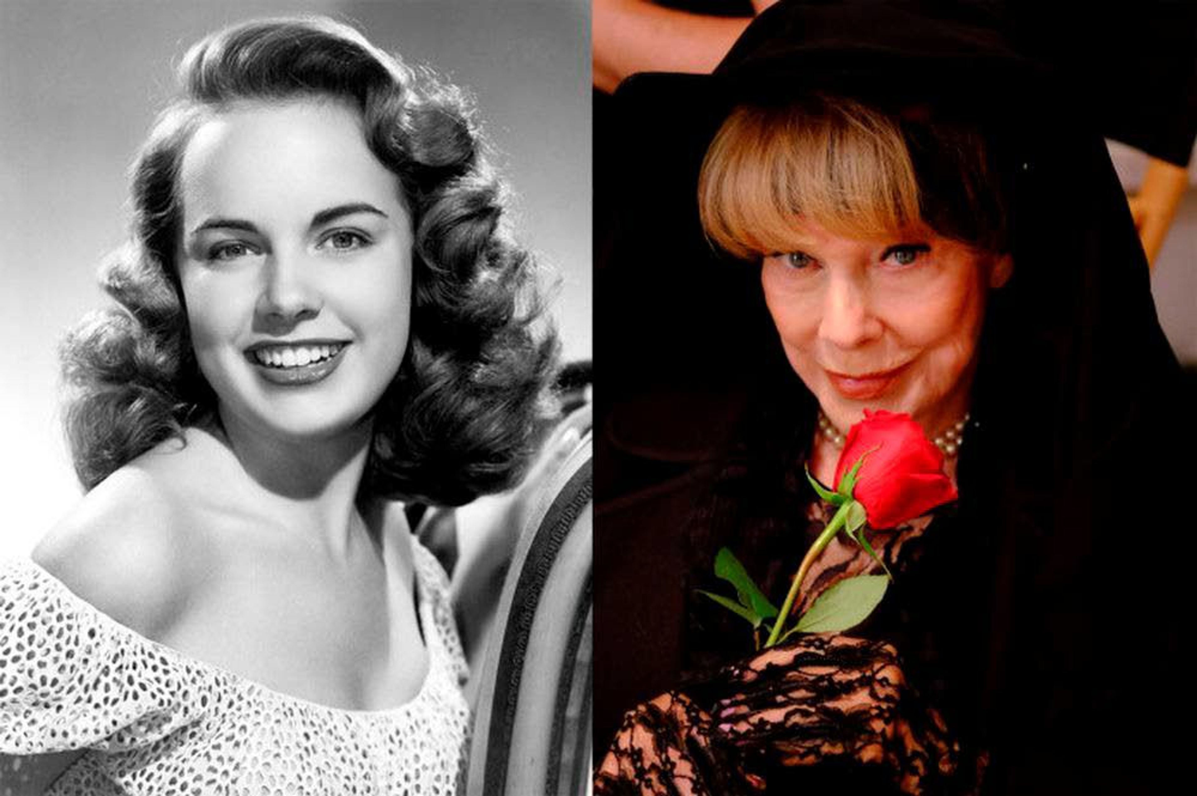 Terry Moore is shown in an early publicity photo and as the Lady in Black from “Silent Life.”