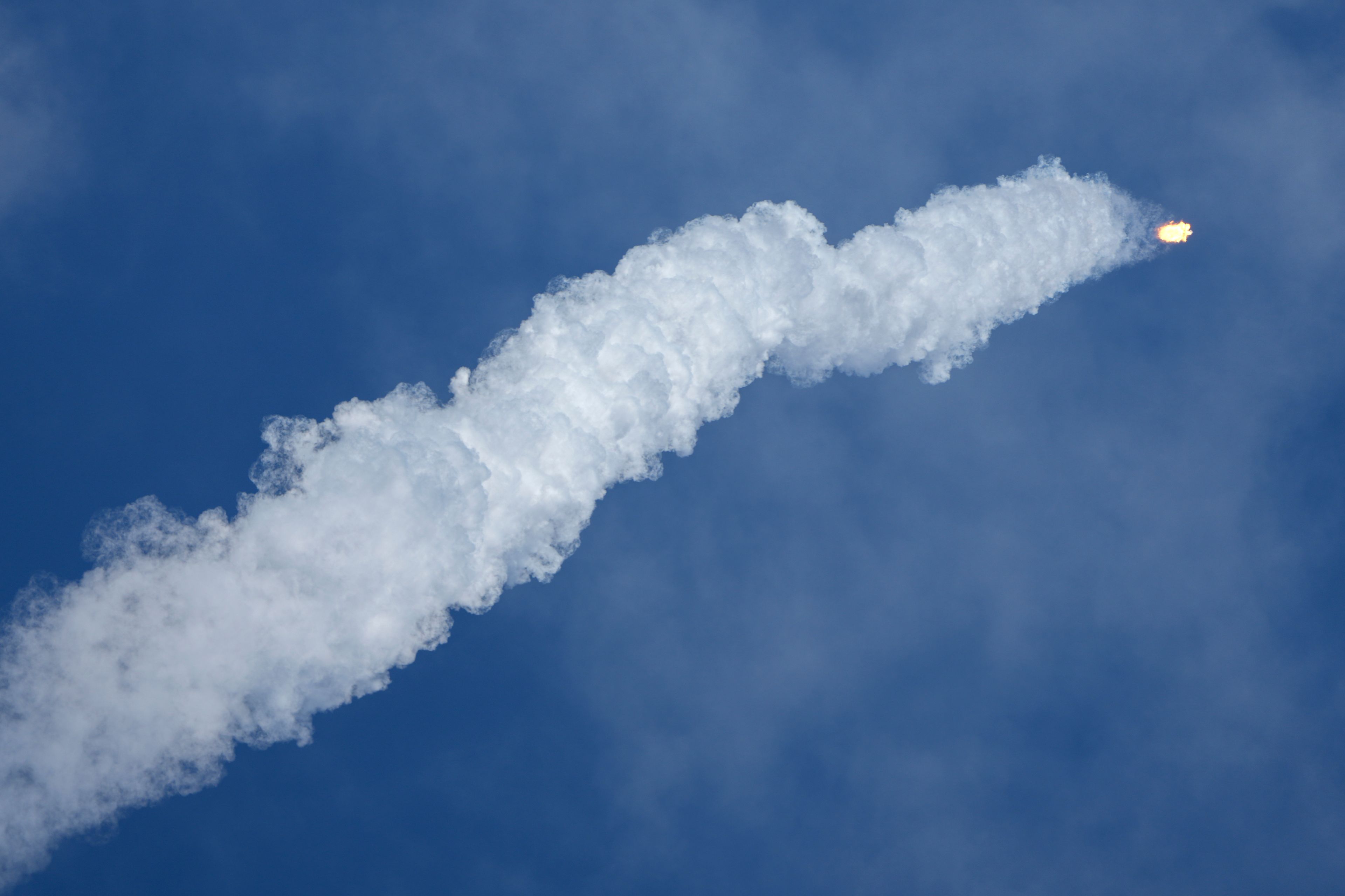 A SpaceX Falcon 9 rocket with a crew of two lifts off from launch pad 40 at the Cape Canaveral Space Force Station Saturday, Sept. 28, 2024 at Cape Canaveral, Fla. (AP Photo/John Raoux)