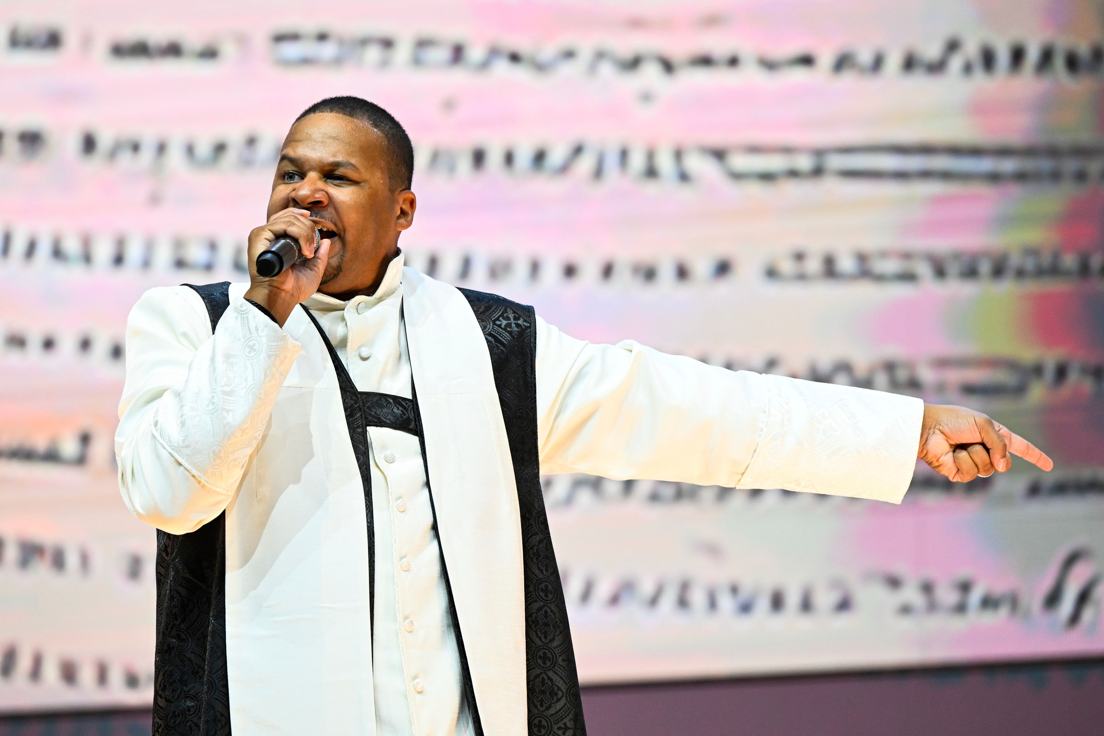 Reverend Matthew L. Watley delivers his sermon during Sunday service at Kingdom Fellowship AME Church, Sunday, June 2, 2024, in Calverton, Md. The suburban Maryland congregation, led by Rev. Watley, has landed at the top of a list of the fastest-growing churches in America.