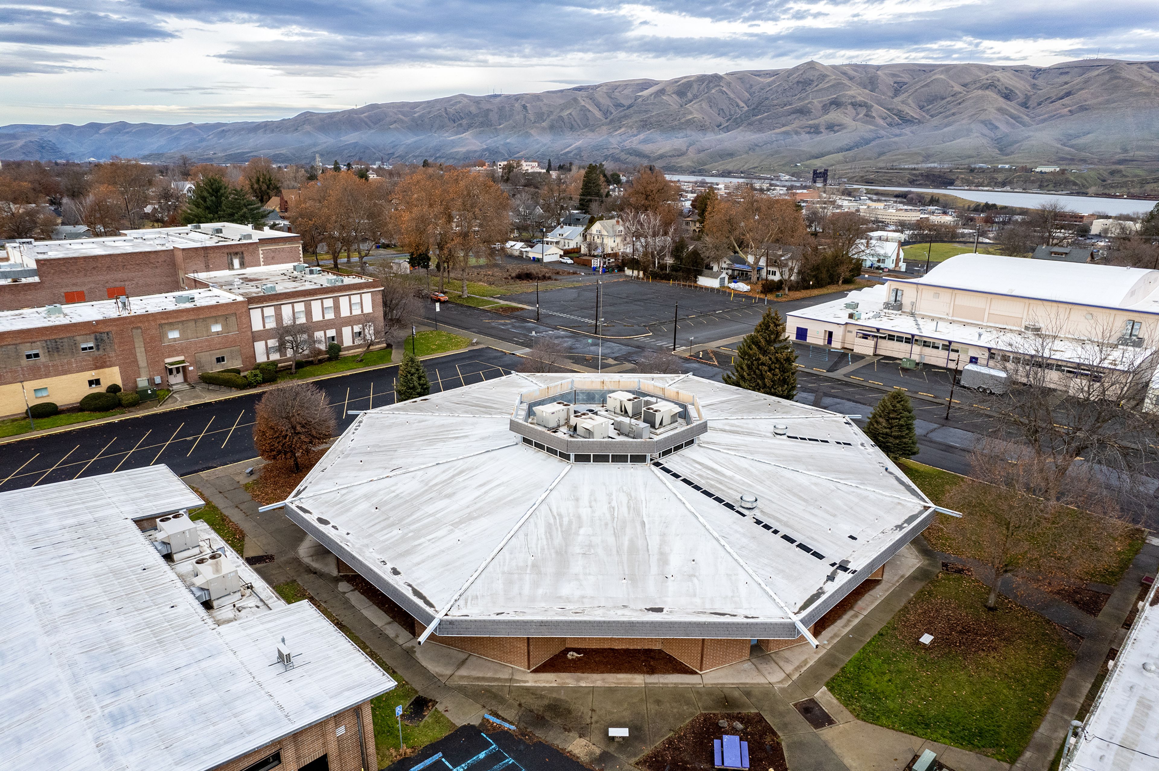 A drone photo taken Friday of the what will be become the location for the new Pinecrest Academy charter school in Normal Hill neighbor of Lewiston.