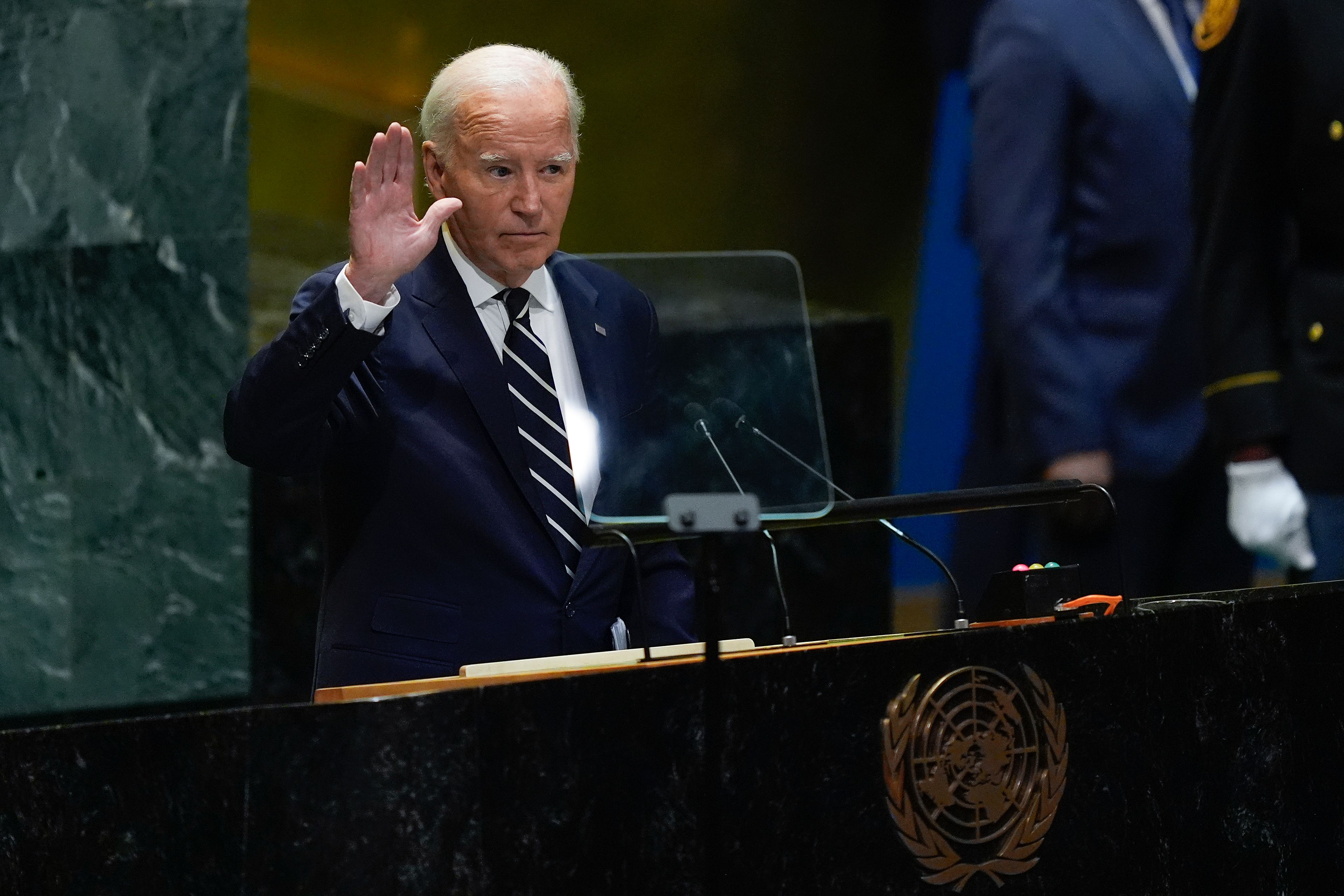 United States President Joe Biden addresses the 79th session of the United Nations General Assembly, Tuesday, Sept. 24, 2024, at UN headquarters. (AP Photo/Julia Demaree Nikhinson)