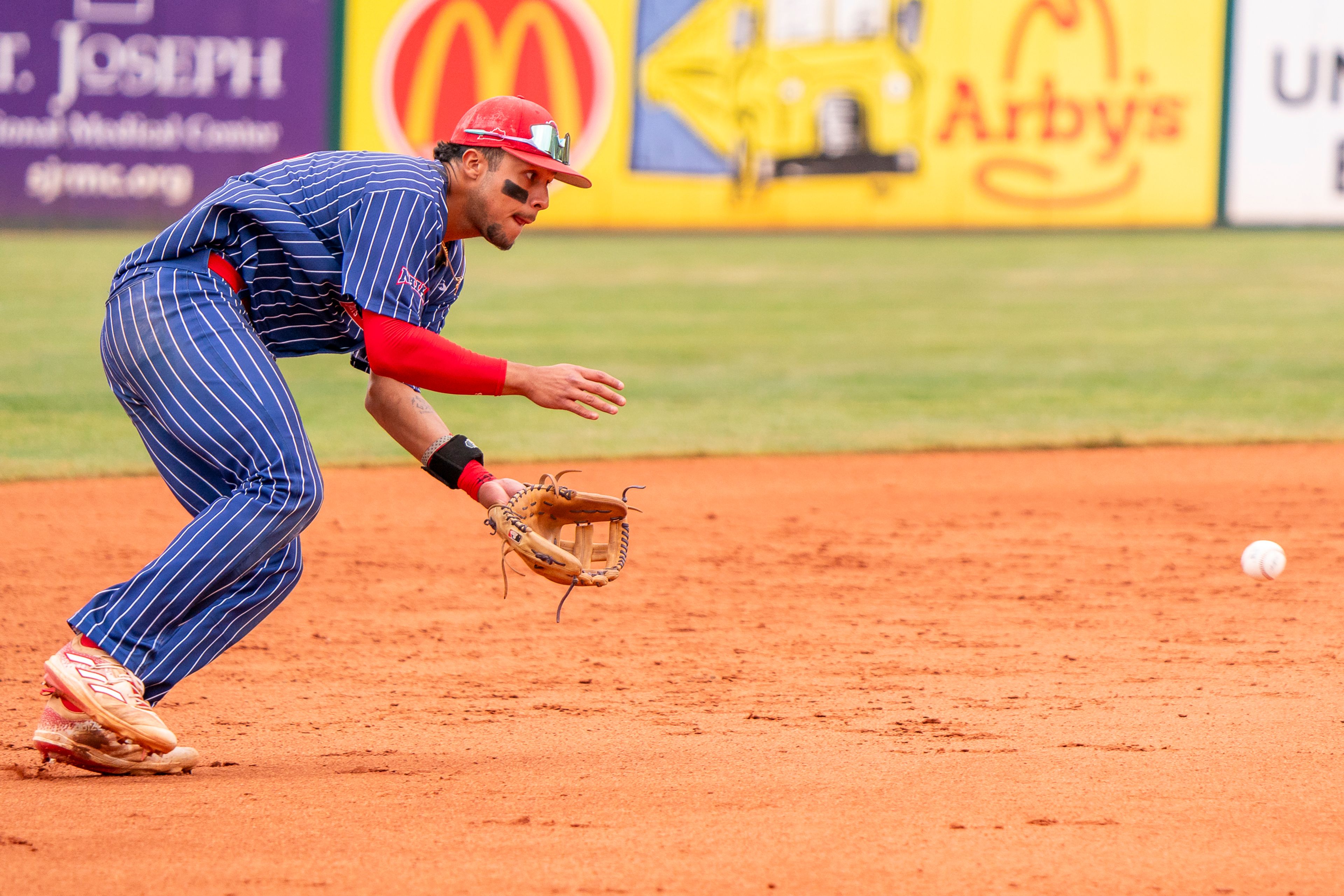 Cumberlands shortstop Alec Gonzalez fields a ground ball during game 6 of the NAIA World Series against William Carey on Saturday at Harris Field in Lewiston.