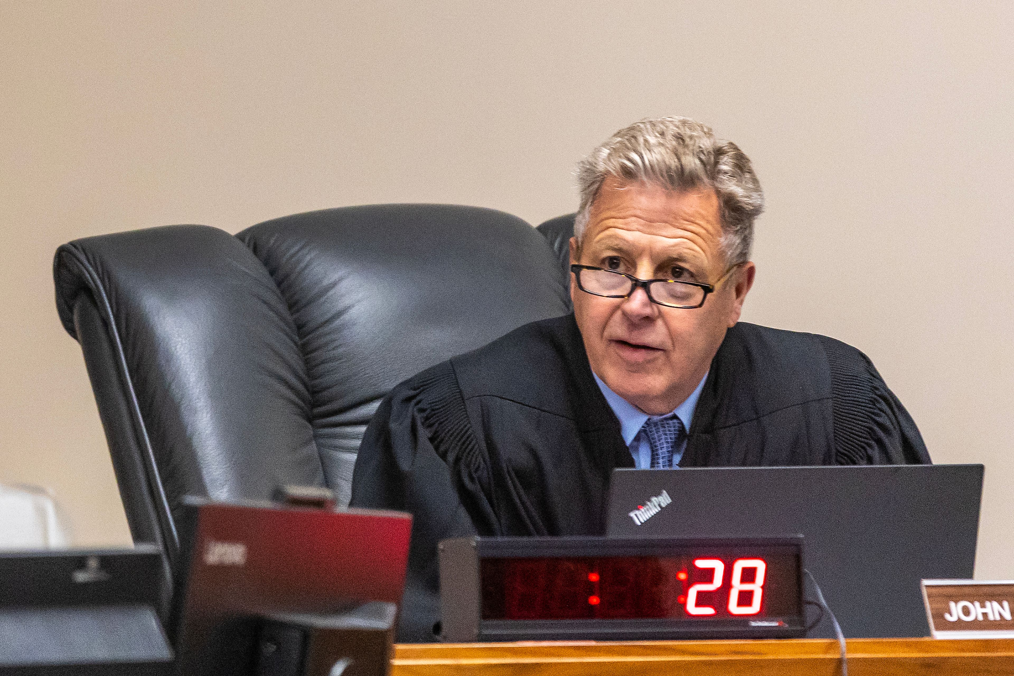 Judge John Judge talks during a hearing Tuesday at the Latah County Courthouse in Moscow.