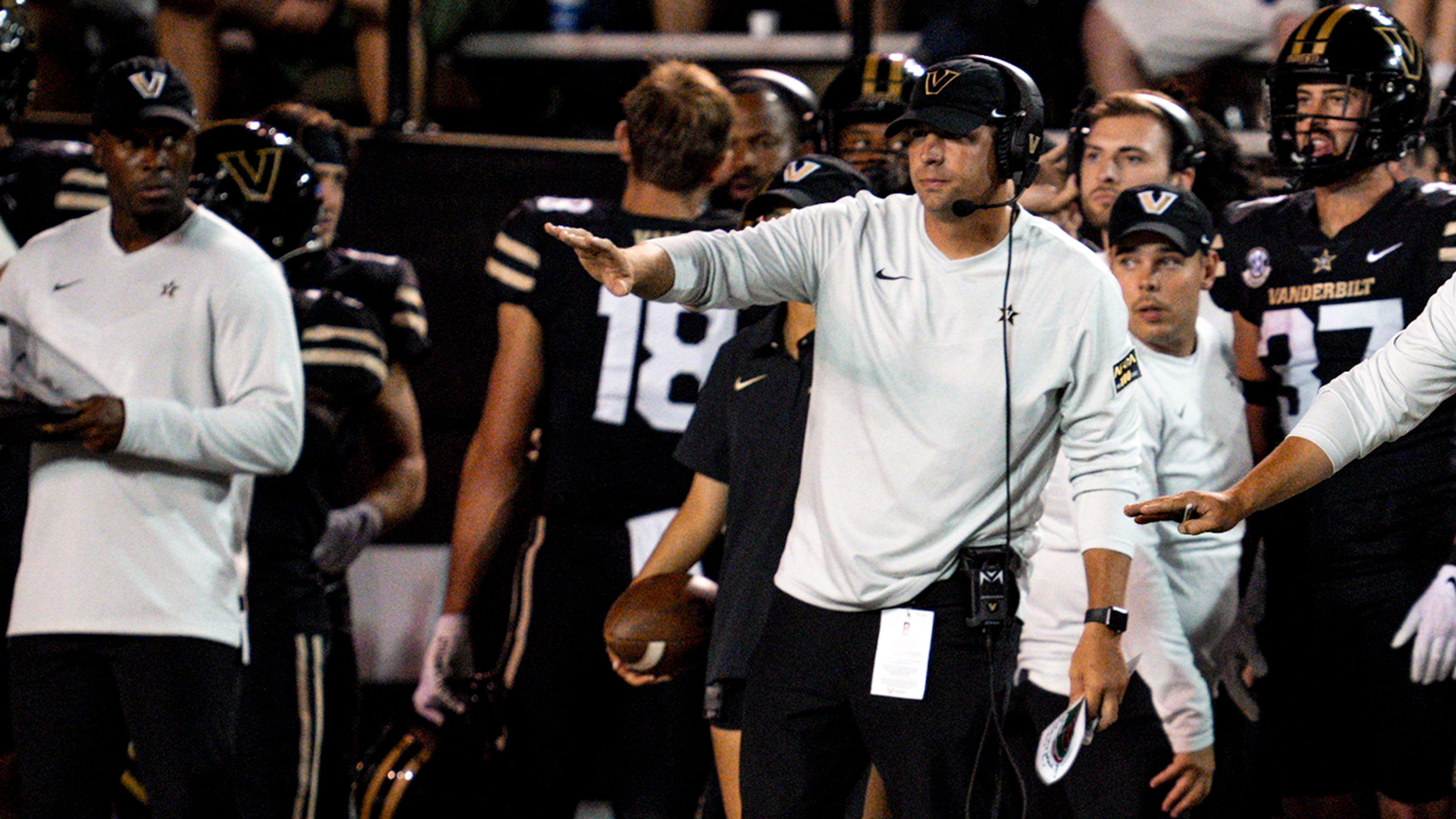 Former Vanderbilt defensive backs coach and new Idaho defensive coordinator Dan Jackson directs his team during a game against Elon on Sept. 3, 2022, at FirstBank Stadium in Nashville.