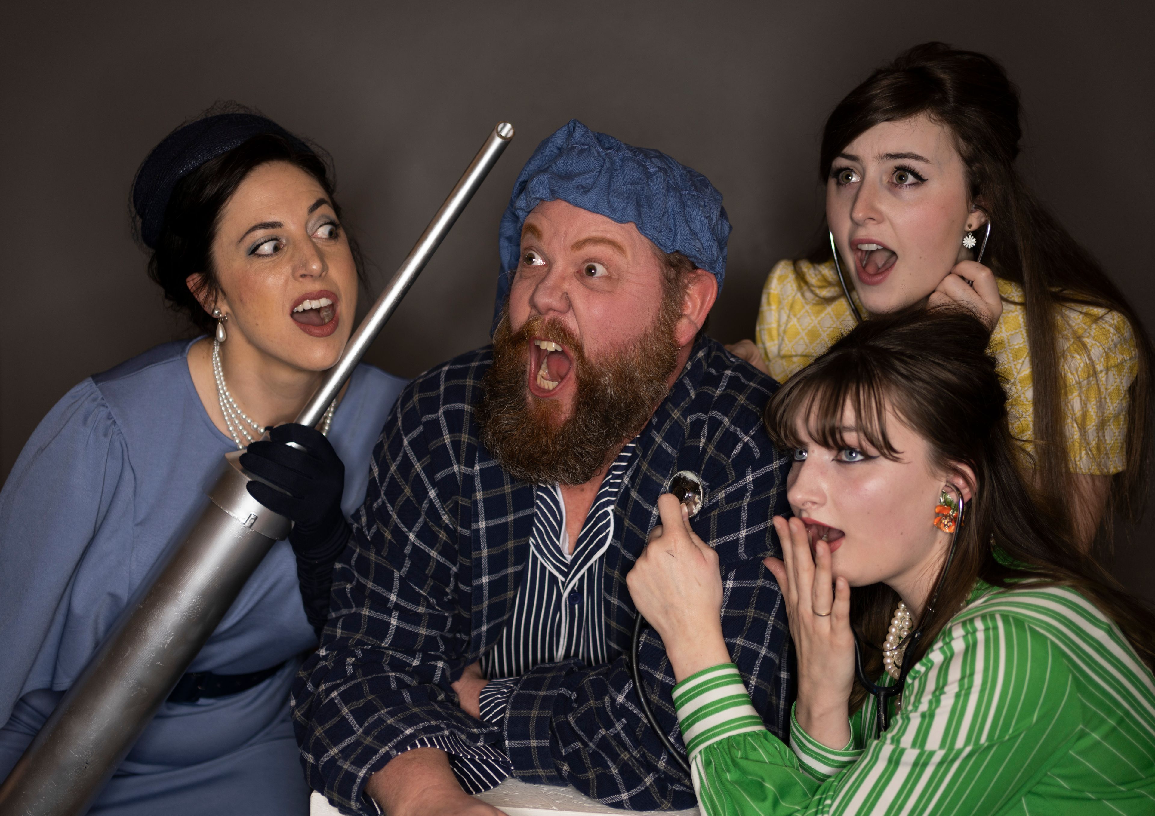 The cast of "The Imaginary Invalid" includes, clockwise from left, Hillary Mosman, Craig A. Miller, Taylor Telford and Kari Wisley.