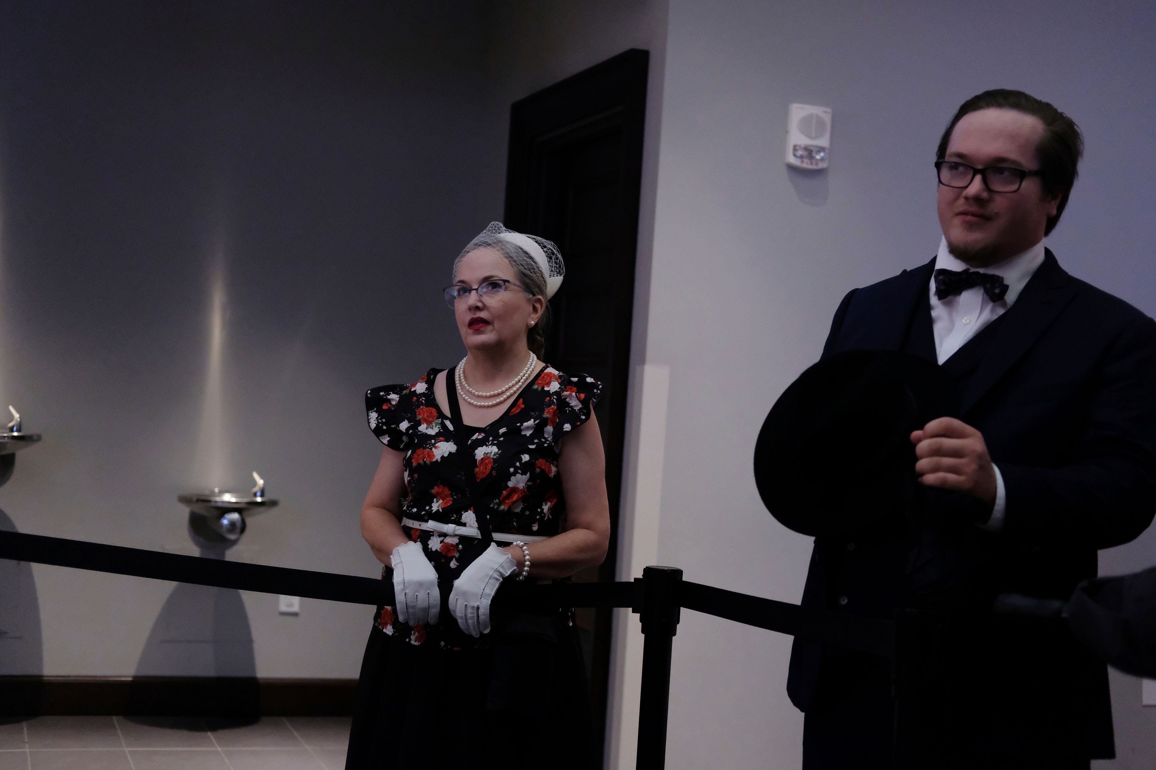 Visitors stand in Ryman Auditorium after attending a concert by the band Postmodern Jukebox in Nashville, Tenn., on July 30, 2024.