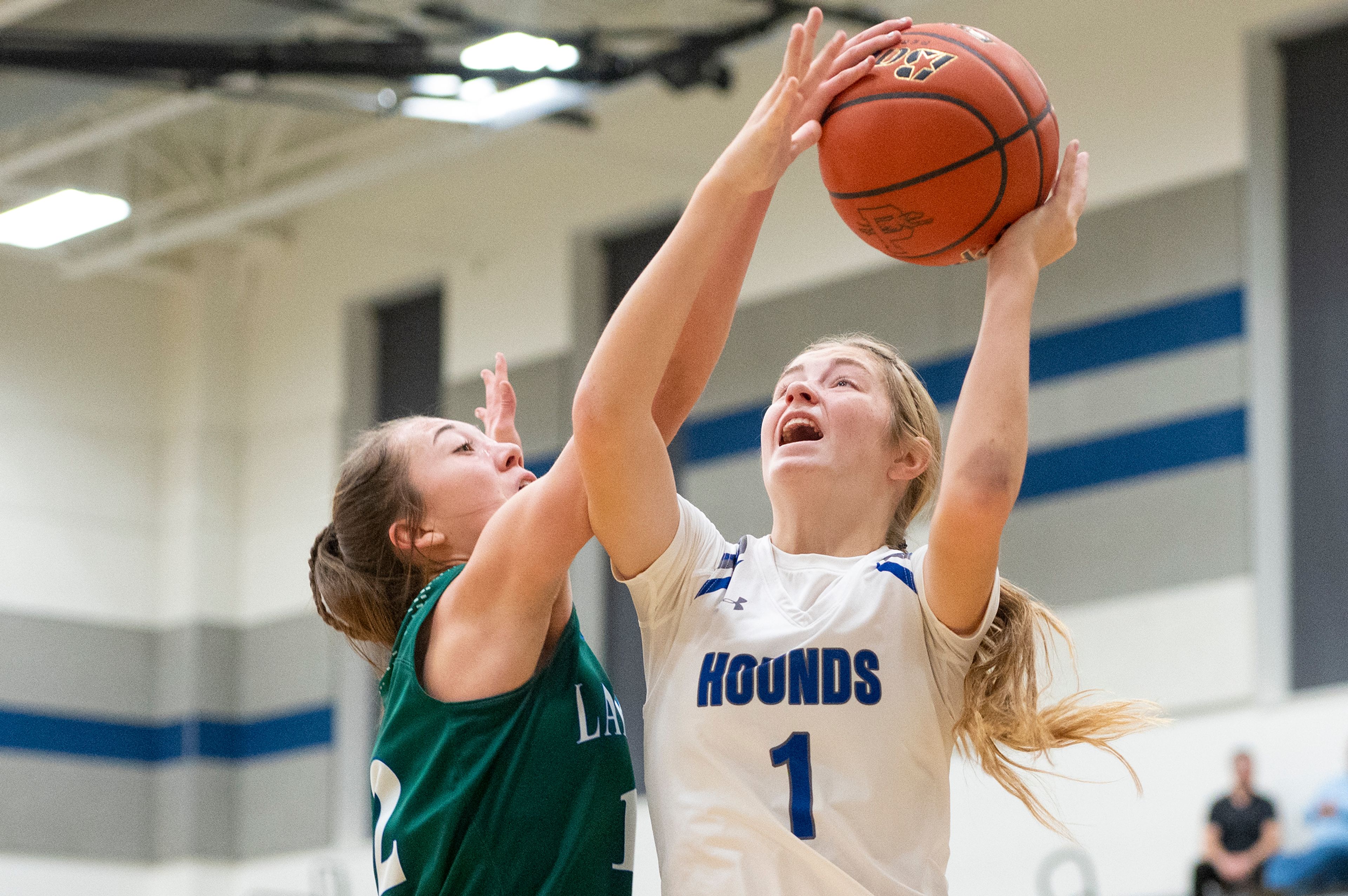 Pullman guard Megan Limburg, right, shoots as Lakeside guard Rylee Darnold defends during Friday's nonleague game.