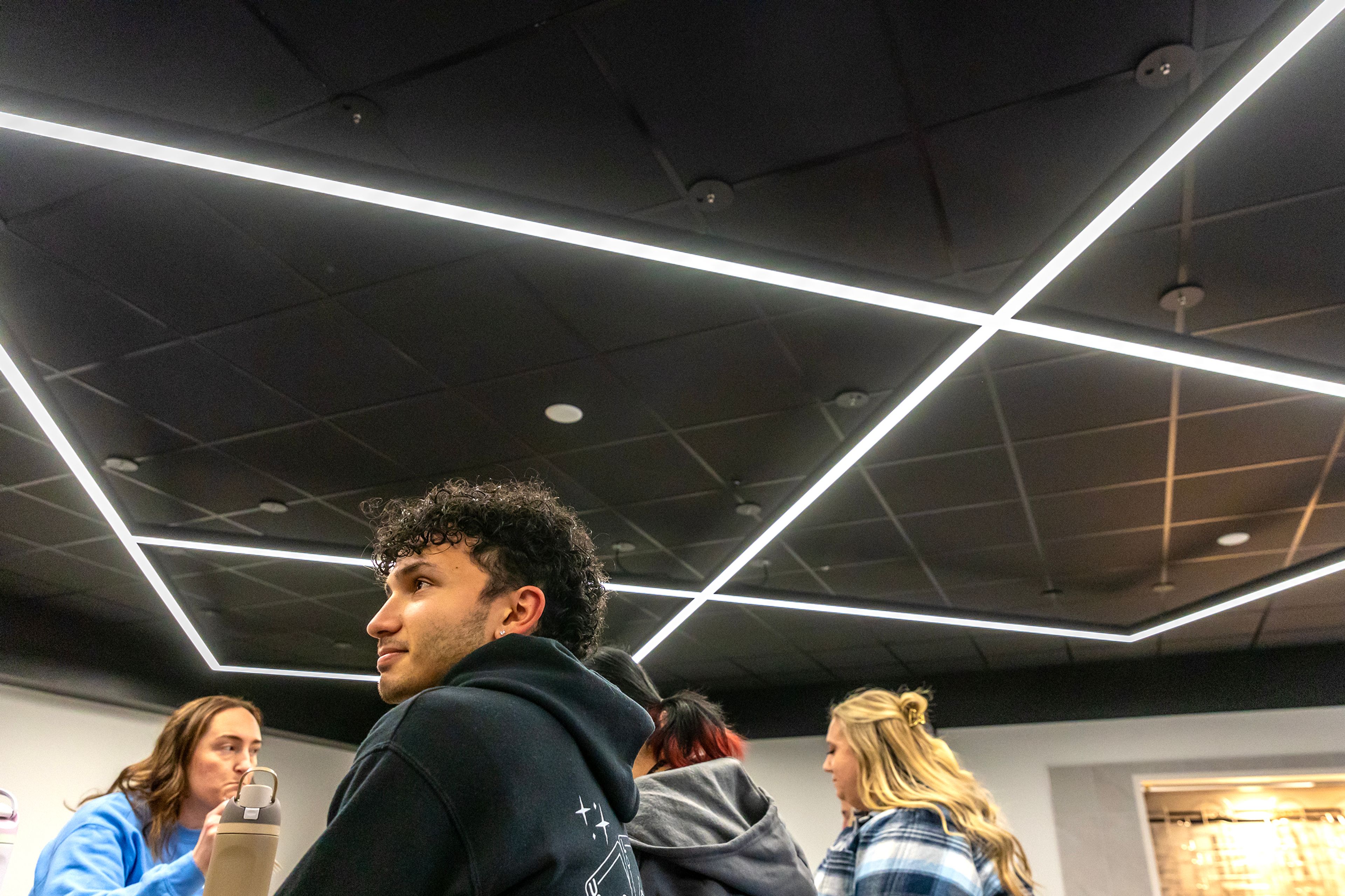 Xander McDowell, Associated Students of Lewis-Clark State College president, talks about the the newly renovated Student Union Building Wednesday in Lewiston.