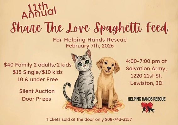 Helping Hands Rescue’s spaghetti feed planned Saturday at Lewiston