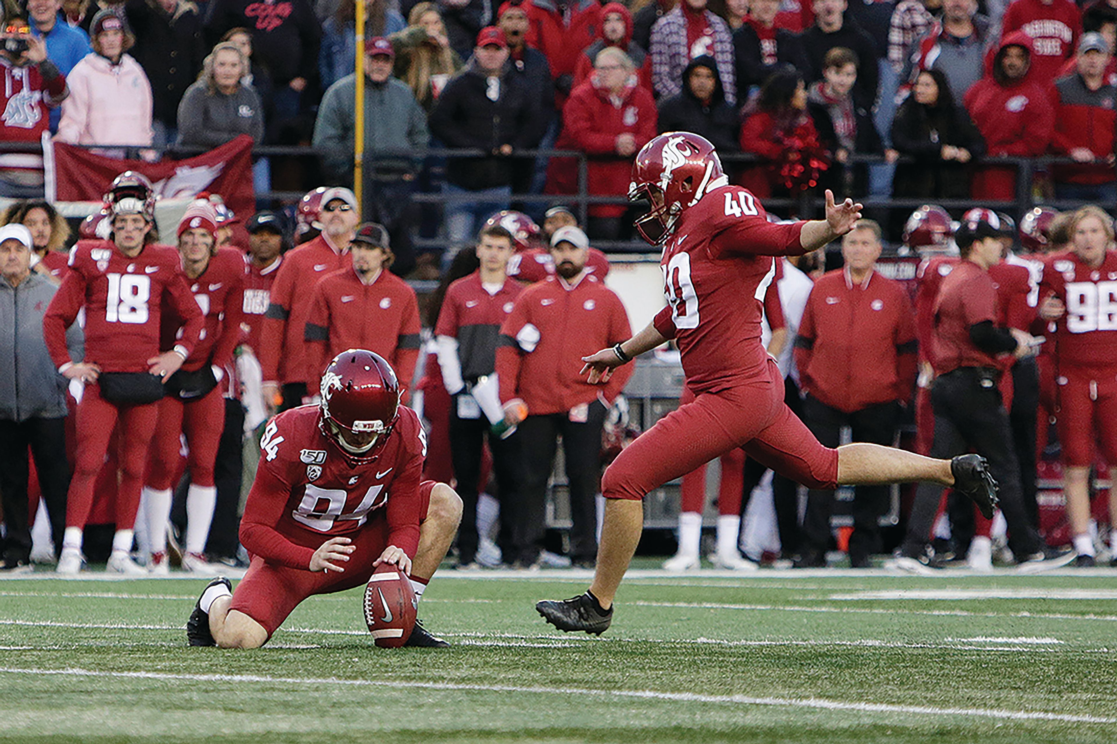 Washington State placekicker Blake Mazza (right) and punter Oscar Draguicevich each are up for awards on preseason watch lists, it was announced Wednesday.