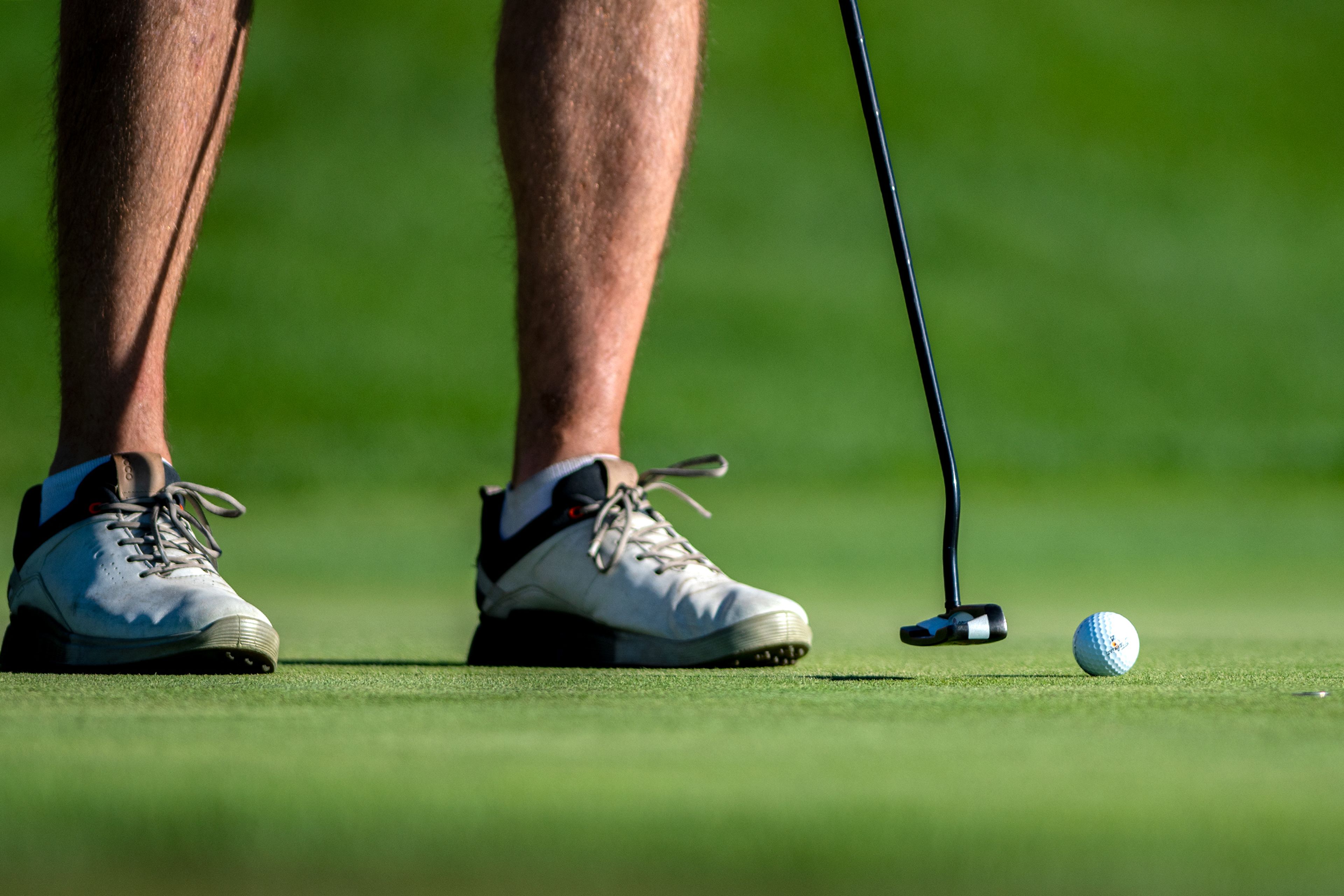 Corey Brown takes a short putt on the 15th hole of the 2022 Sole Survivor golf tournament at the Lewiston Golf and Country Club on Monday.